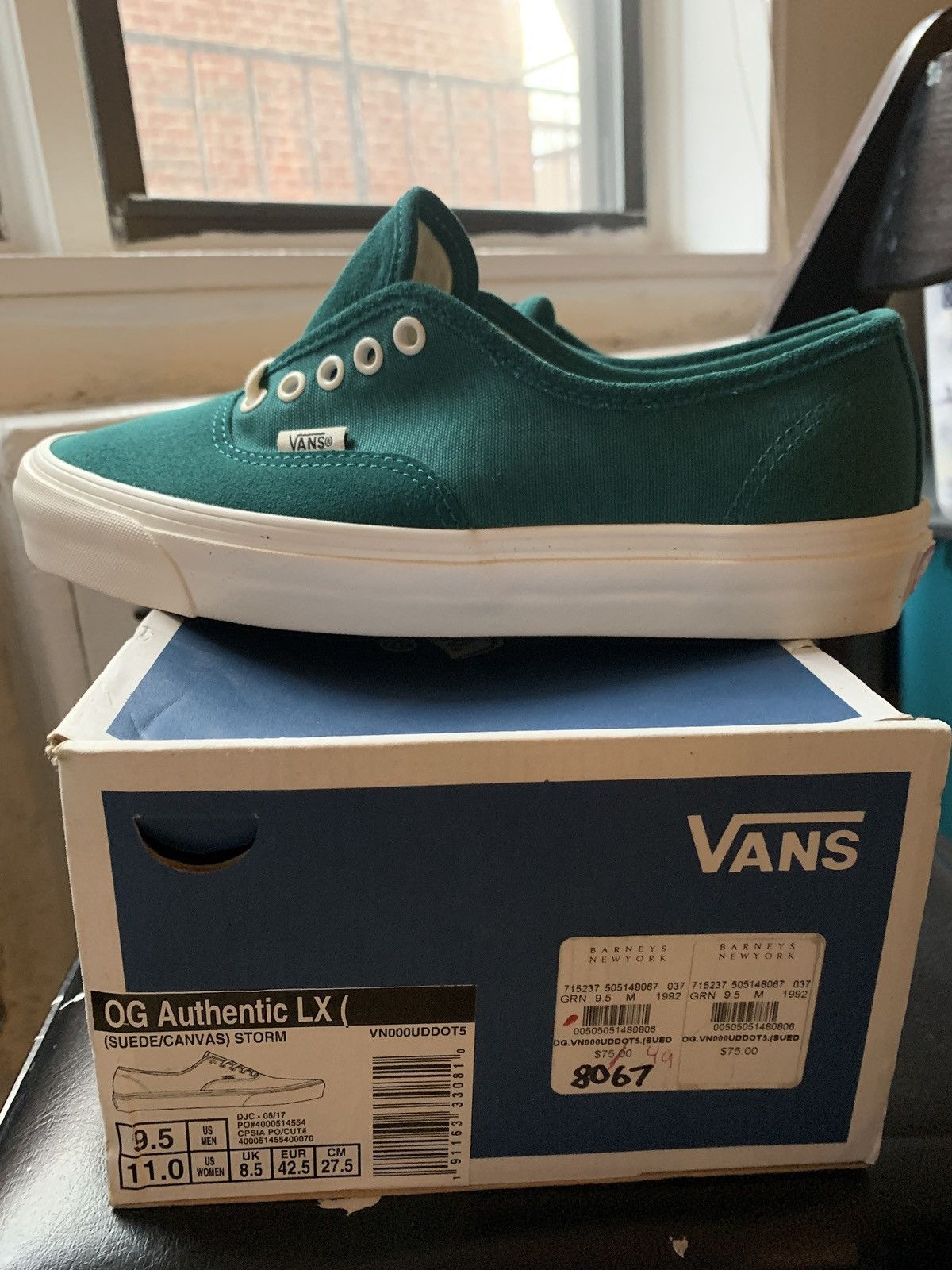 Vans green suede canvas OG Authentic LX Barney’s New York