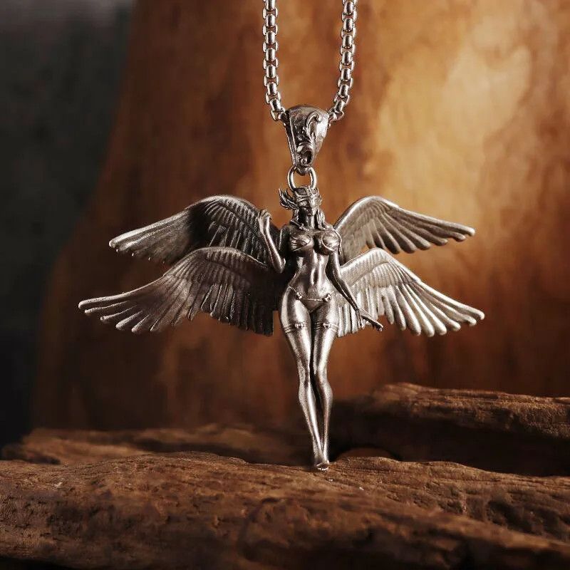 Jewelry Four-Winged Angel Pendant Angel Beast Goddess Necklace Size ONE SIZE - 4 Thumbnail