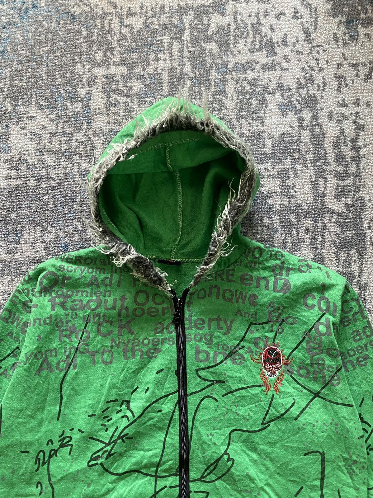 If Six Was Nine × Japanese Brand × Le Grande Bleu (L.G.B.) Japanes Ying Li Skull Fur Hoodie Ifsix style Size US L / EU 52-54 / 3 - 4 Thumbnail