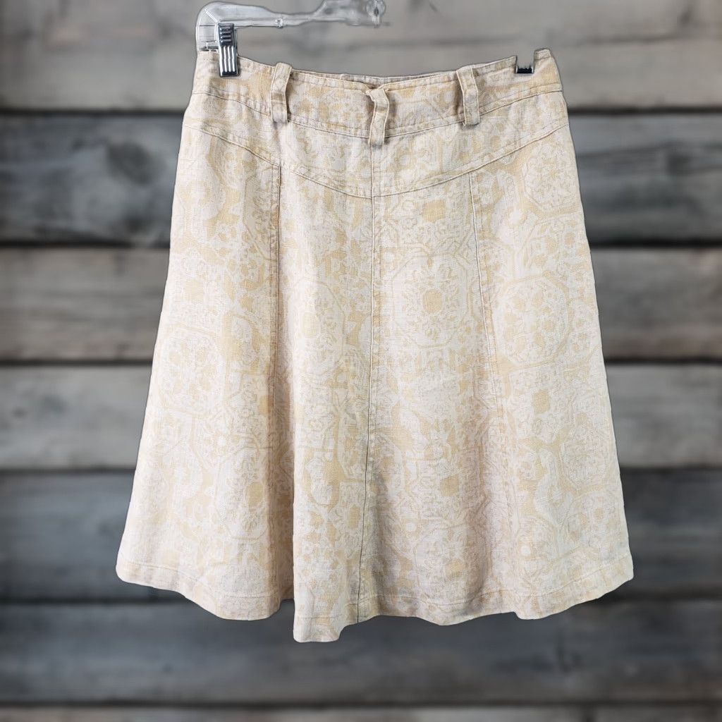 The Territory Ahead VINTAGE Territory Ahead Womens Printed Linen Skirt Sz 6P Beige Pockets Size 28" / US 6 / IT 42 - 1 Thumbnail