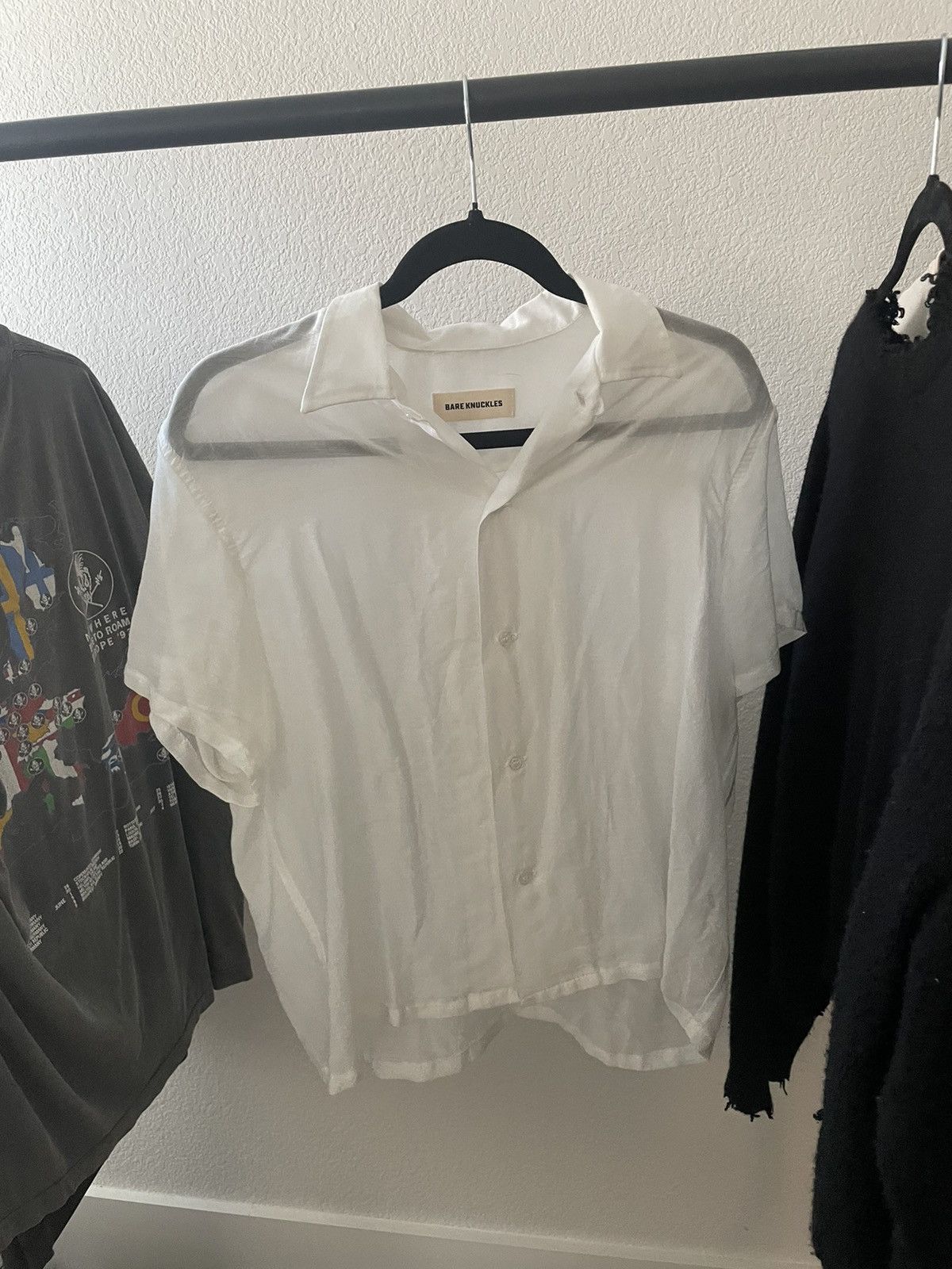 Pre-owned Bare Knuckles Silk Camp Collar Shirt In White