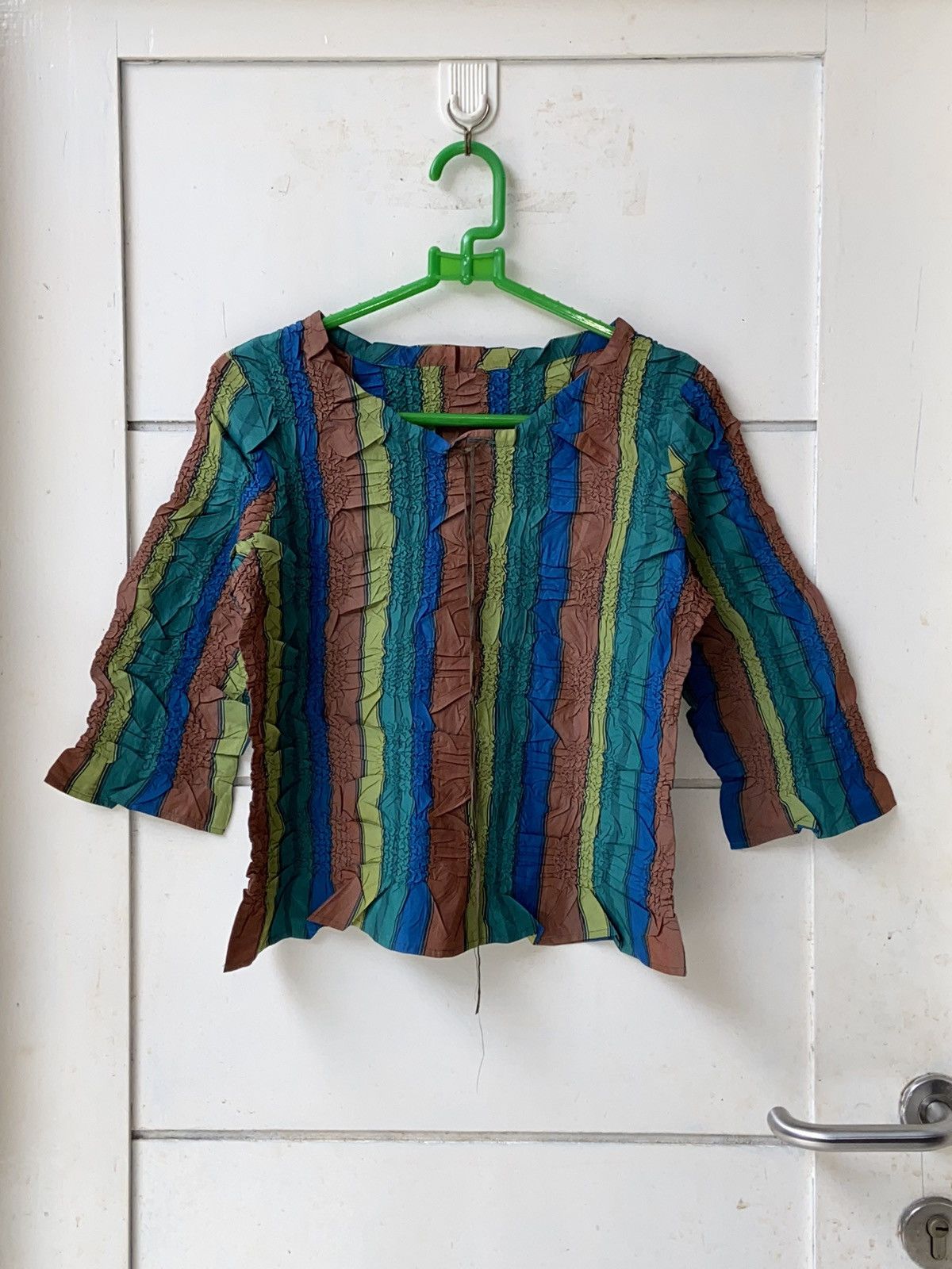 image of Issey Miyake Peplum By Yoshiki Hishinuma Blouse in Green, Women's (Size Small)