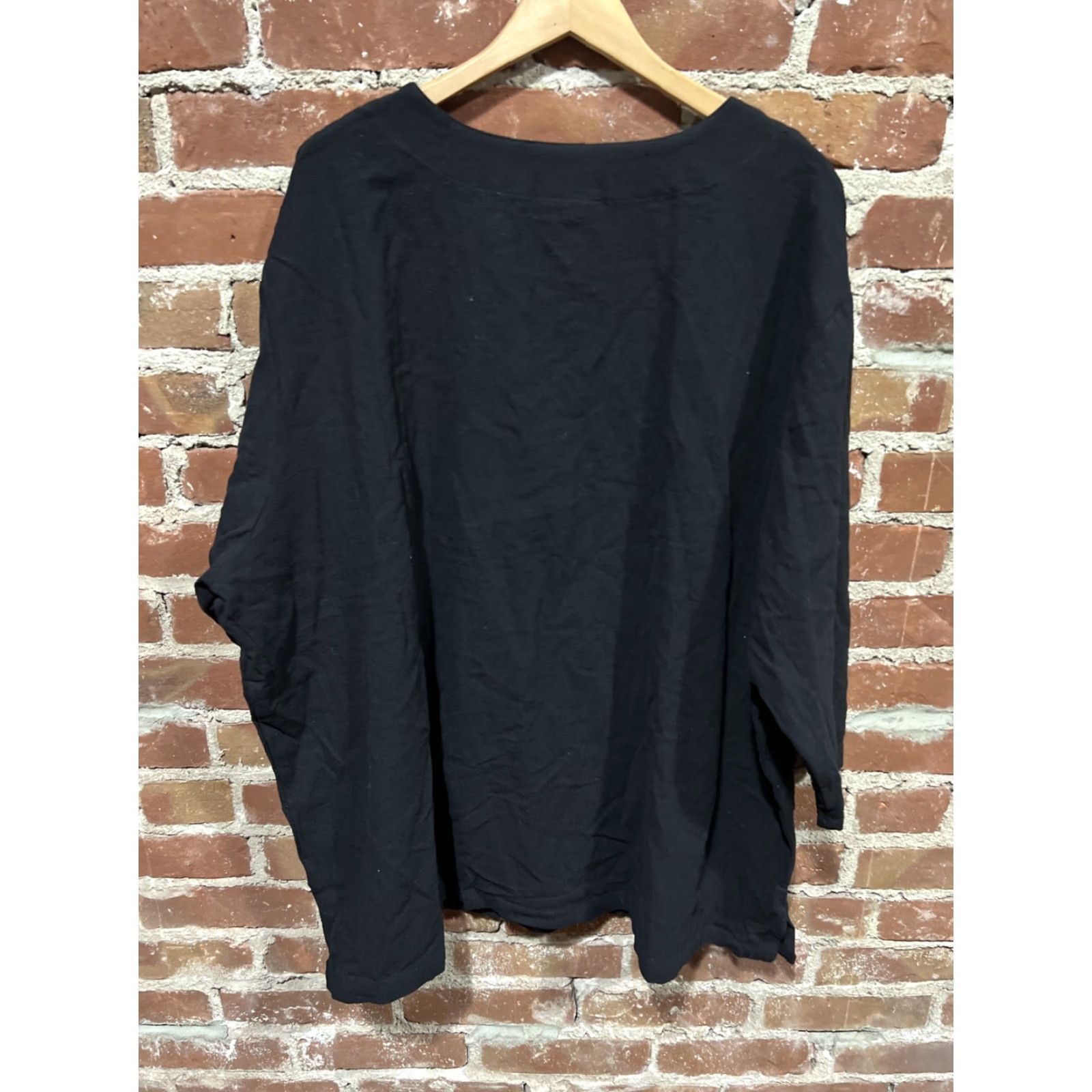 Vintage KS ISLAND Womens Blouse Tunic Shirt 4XL Black Plus Size Pockets Elastic Waist Size XXL / US 16-18 / IT 52-54 - 3 Thumbnail