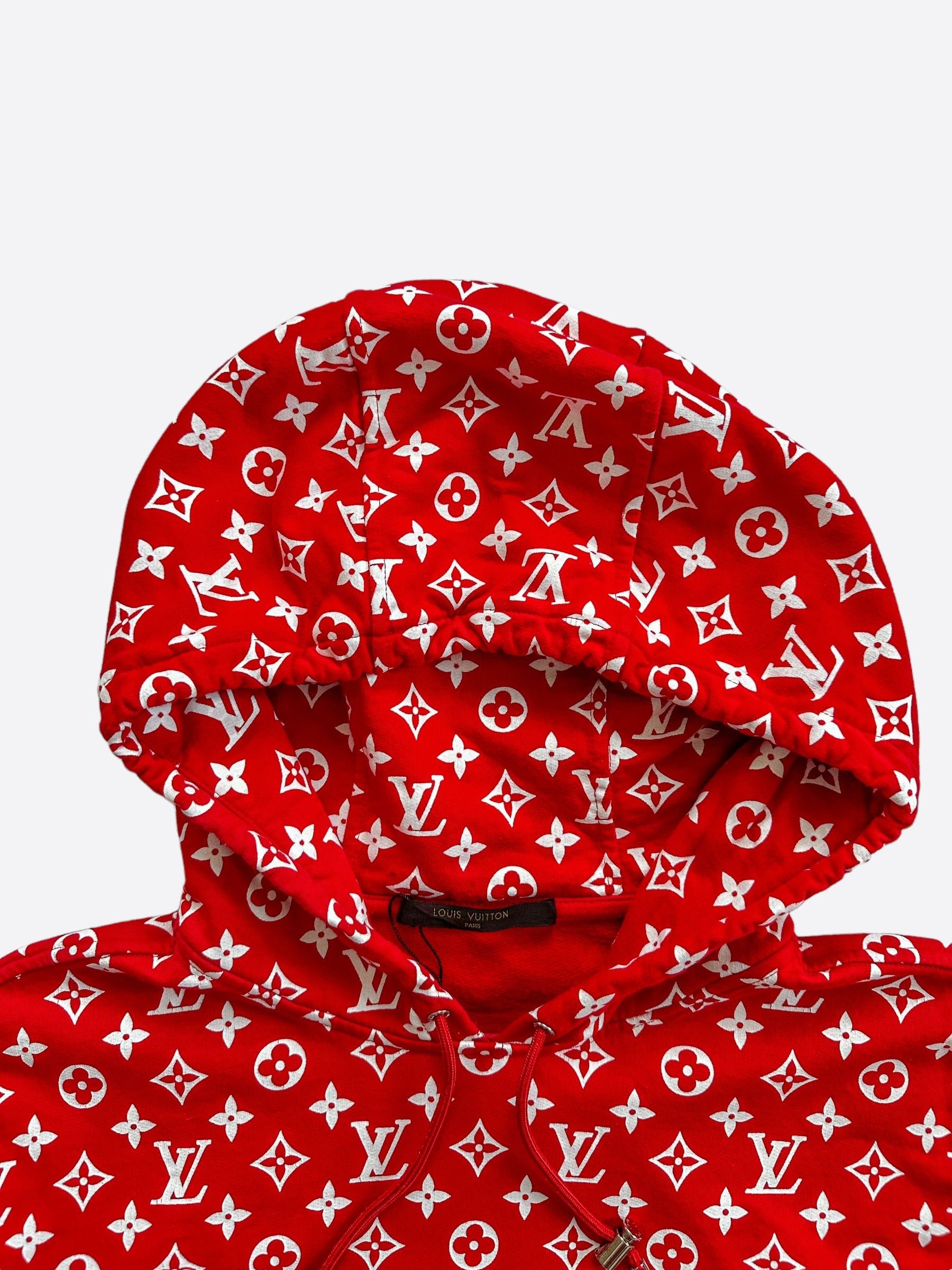 Louis Vuitton × Supreme Louis Vuitton Supreme Red & White Monogram Box Logo Hoodie Size US M / EU 48-50 / 2 - 3 Thumbnail