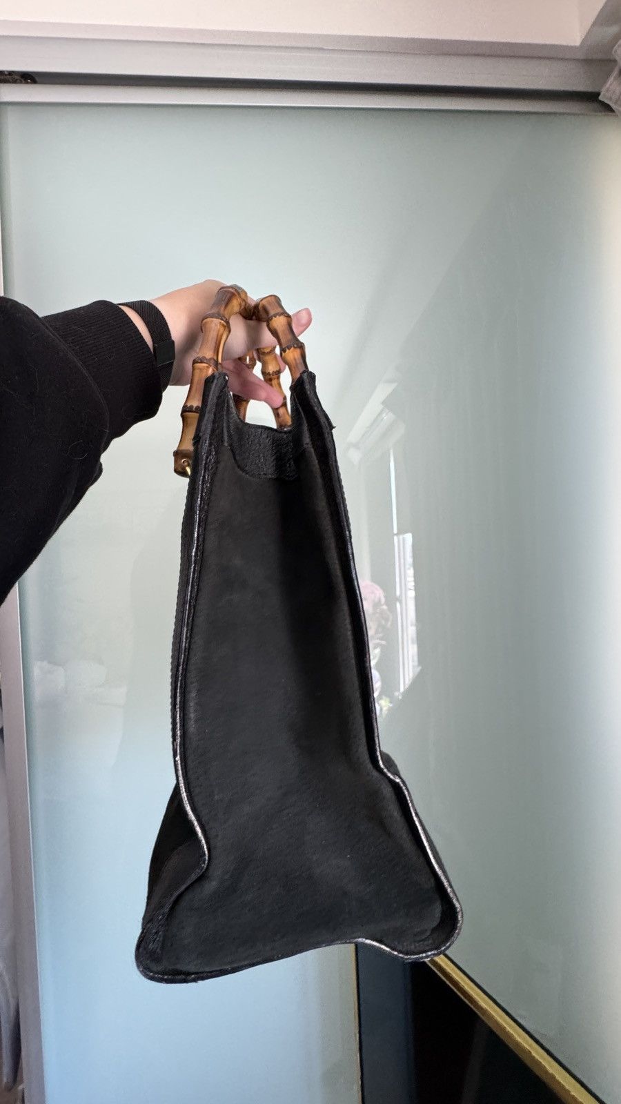 Gucci Vintage Bamboo Black Suede and Leather Gucci Handbag Size ONE SIZE - 11 Thumbnail