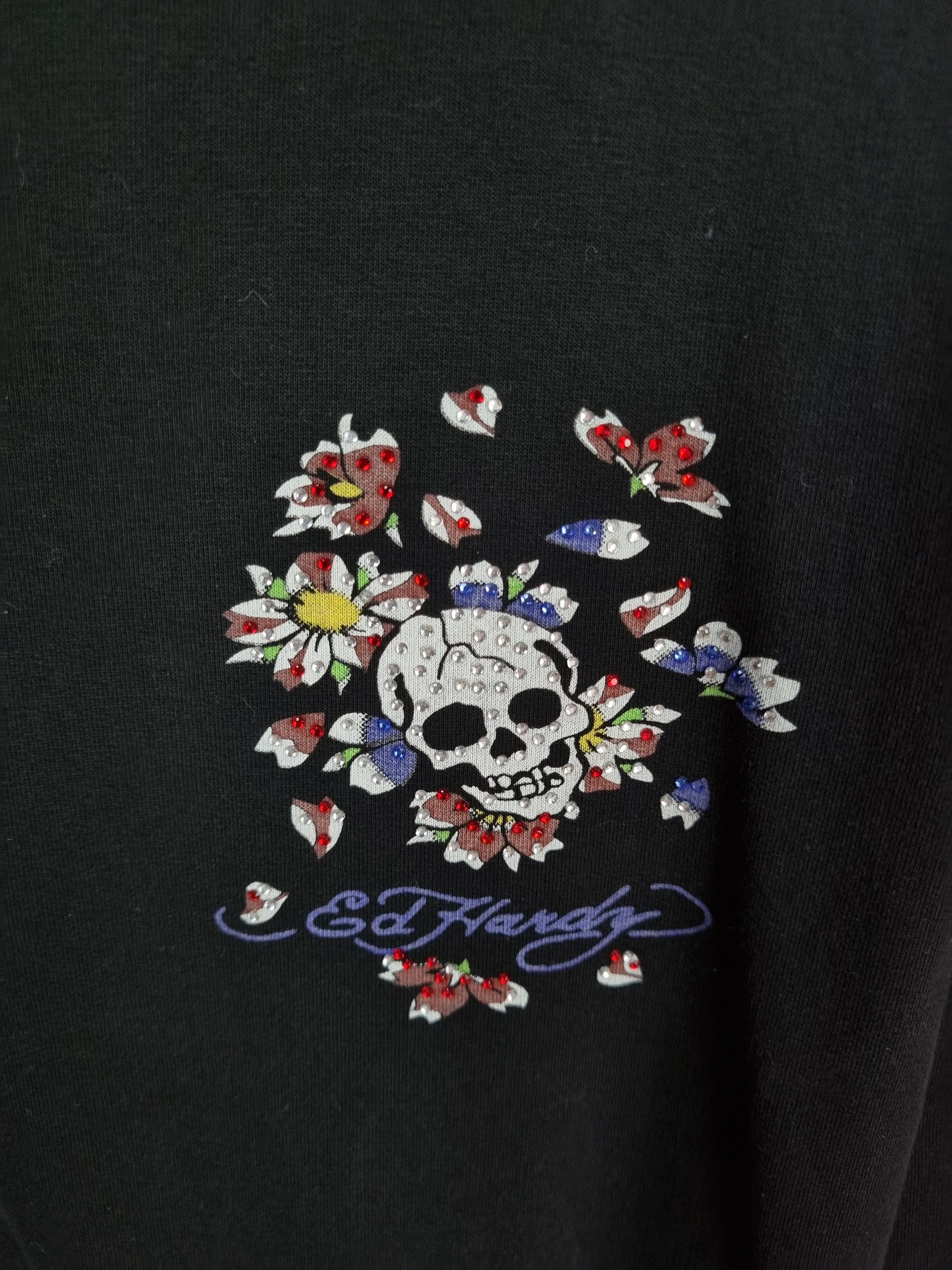 Christian Audigier × Ed Hardy Ed Hardy Skull Flowers Tattoo Art Faded Zip Up Hoodie Size M / US 6-8 / IT 42-44 - 7 Thumbnail