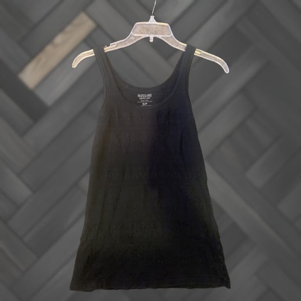 Mossimo Mossimo Tank Top Women S Petite Black Cotton Blend Sleeveless Pullover Basic Stretch Shirt/Top Size S / US 4 / IT 40 - 1 Thumbnail