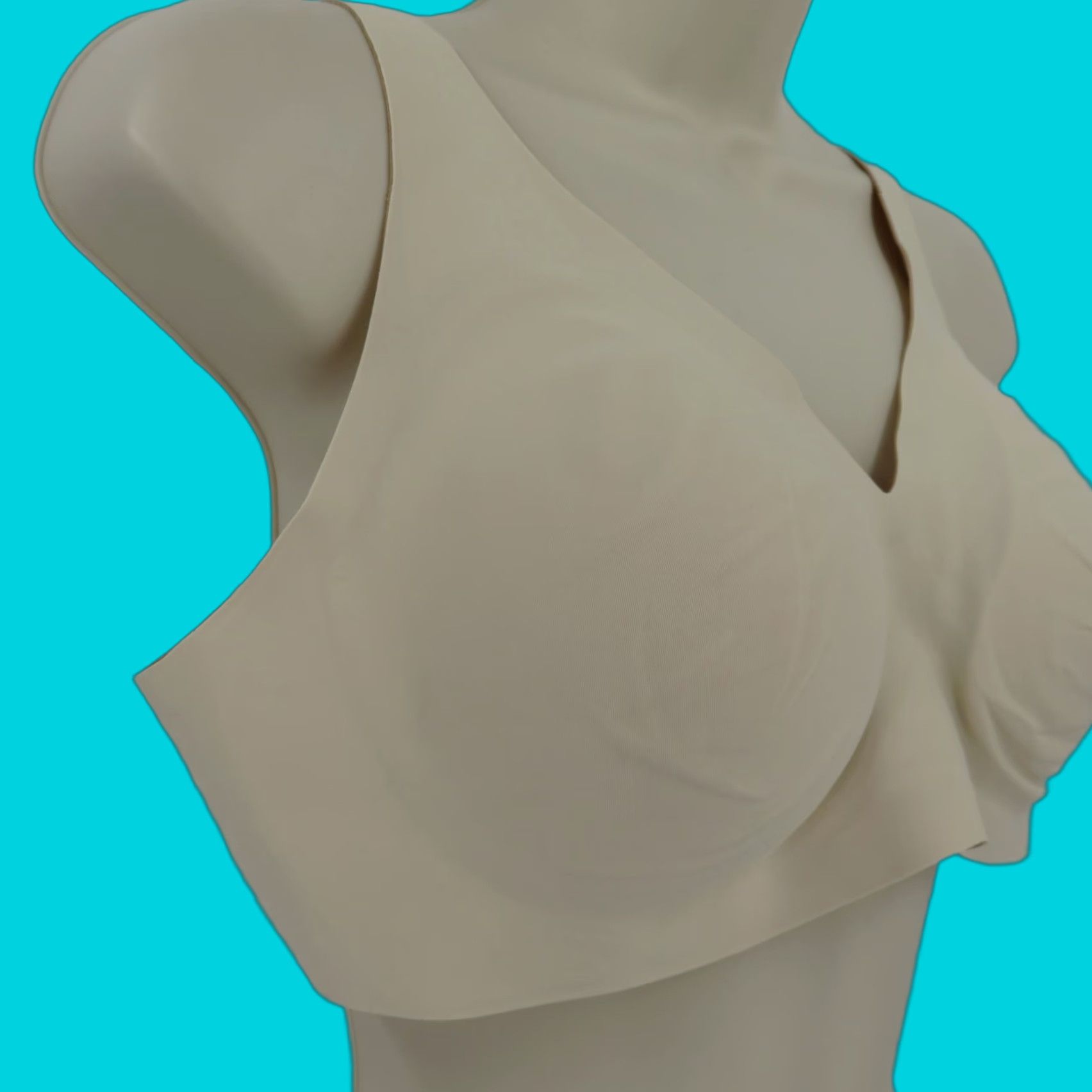 Vintage KNIX Womens Extra Large XL V Neck Revolution Bra Wireless Lined Solid Dune NEW Size ONE SIZE - 1 Thumbnail