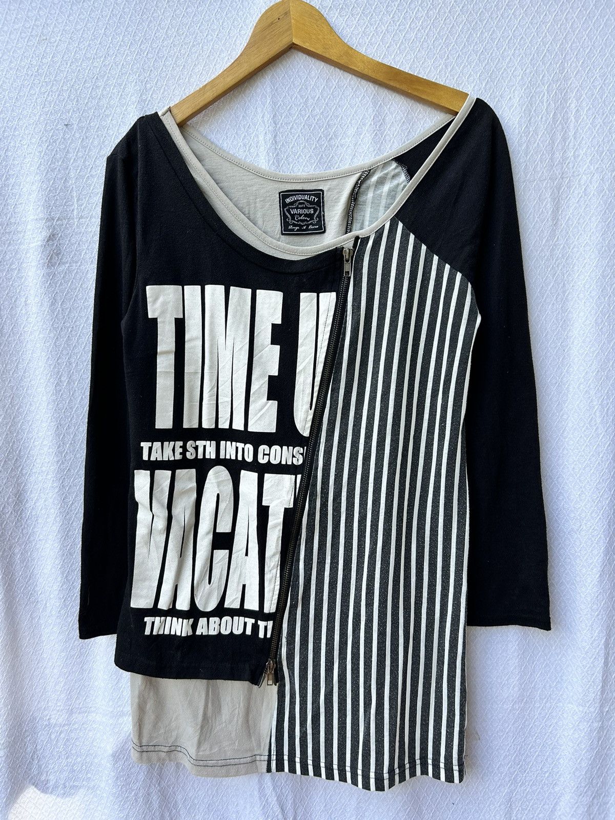 Japanese poem multizip layerd style longsleeve