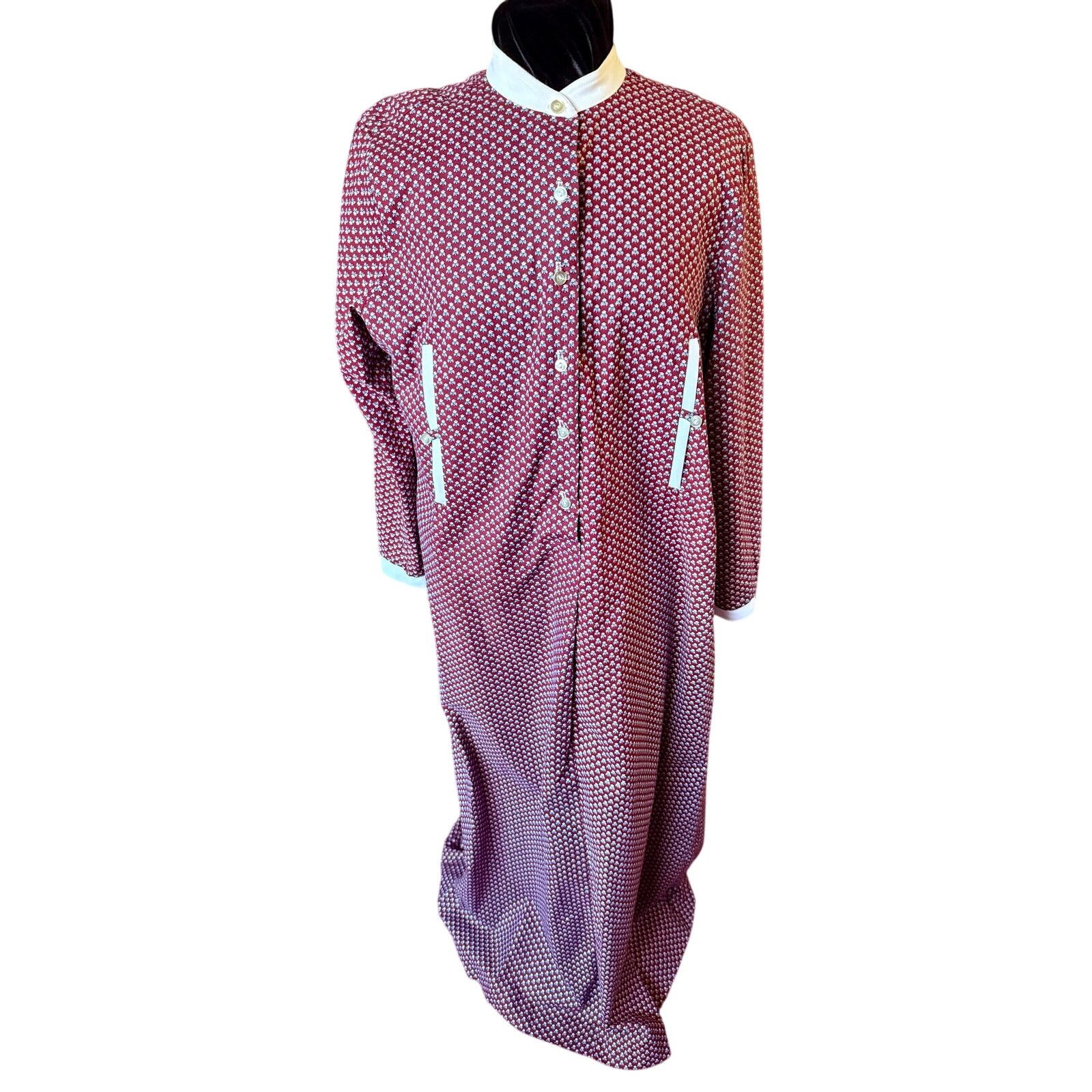 Vintage Vintage 60s Red Floral Prairie Maxi Cotton Dress Large ILGWU Size L / US 10 / IT 46 - 1 Thumbnail