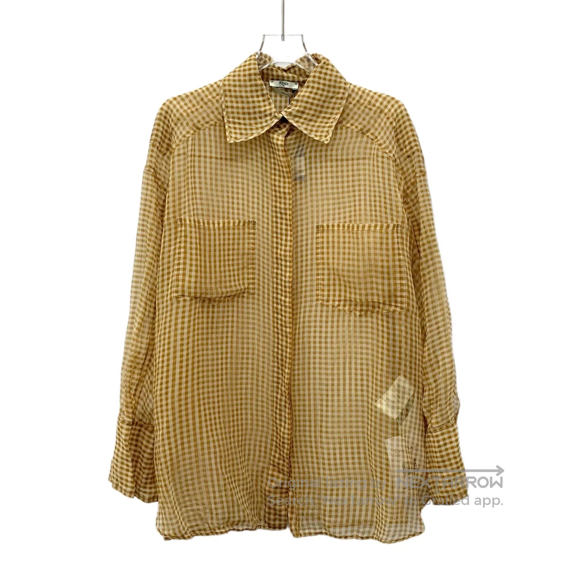 Fendi FENDI Brown plaid mulberry silk lapel long sleeve shirt| Size US L / EU 52-54 / 3 - 1 Thumbnail