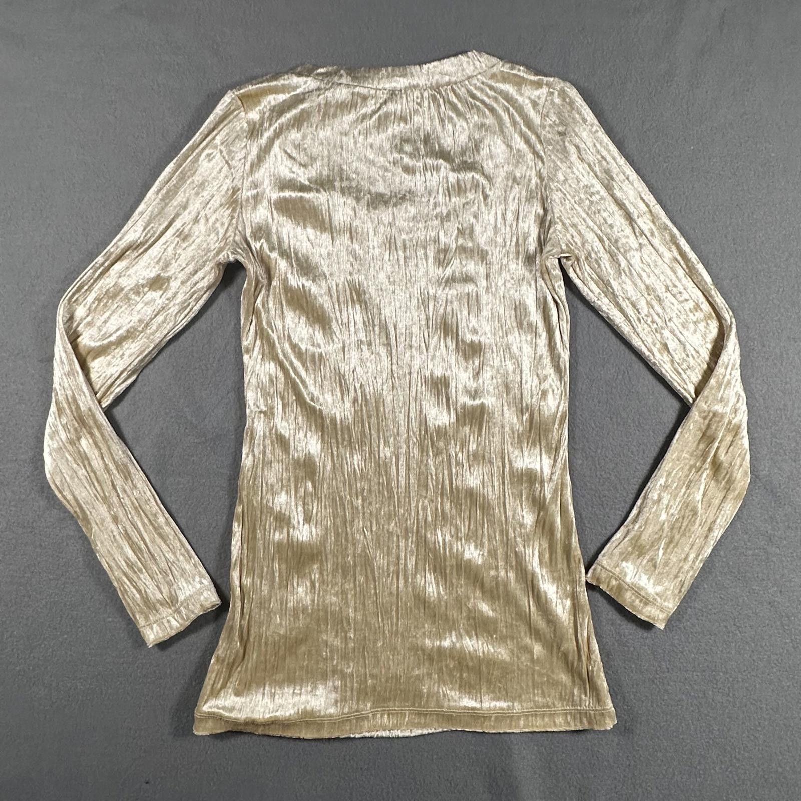 Other Women’s Long Sleeve Top Velvet Champagne Ivory Vintage Size M / US 6-8 / IT 42-44 - 2 Thumbnail