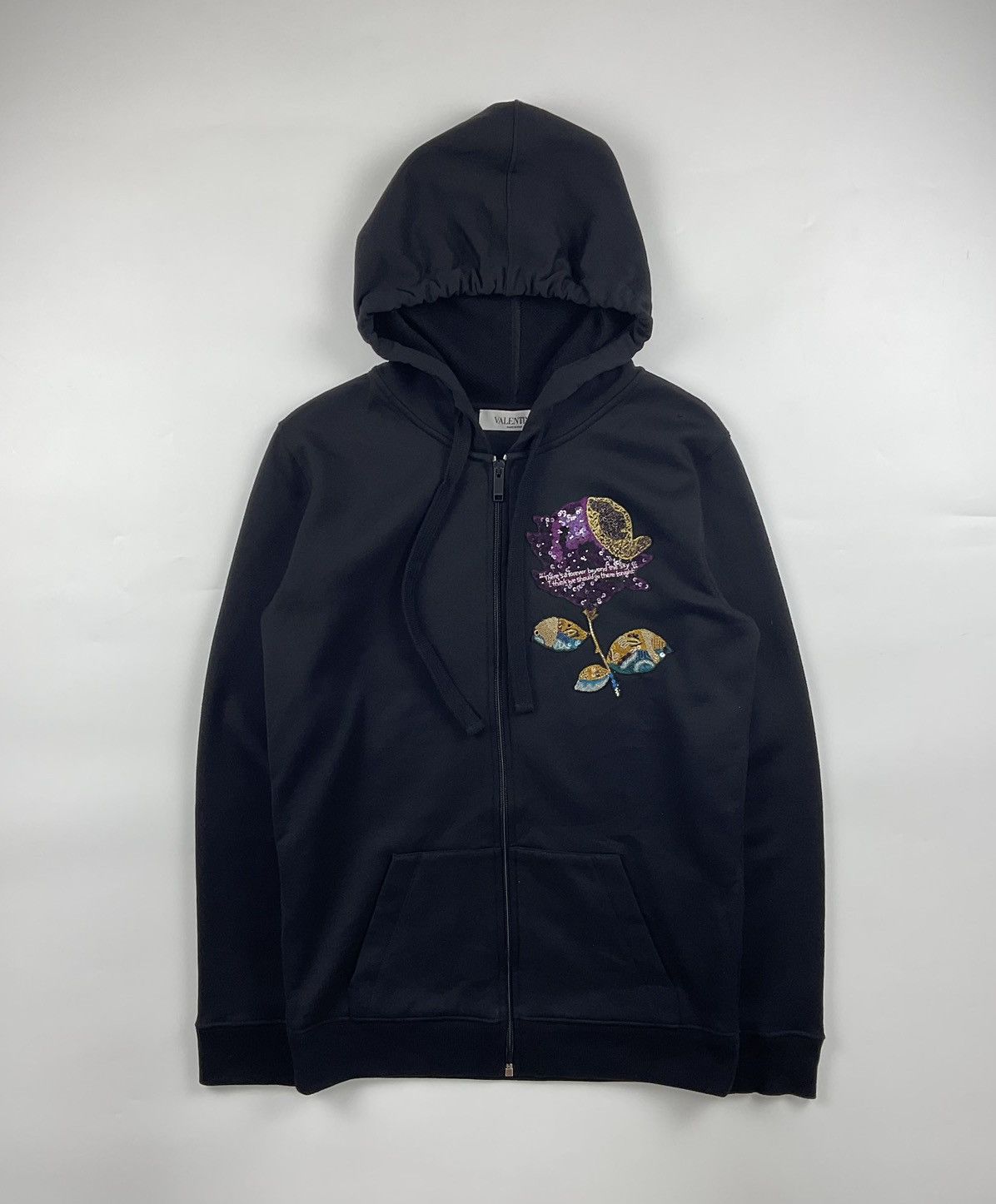Valentino Valentino Floral Sequin Zip Hoodie Size US M / EU 48-50 / 2 - 1 Thumbnail