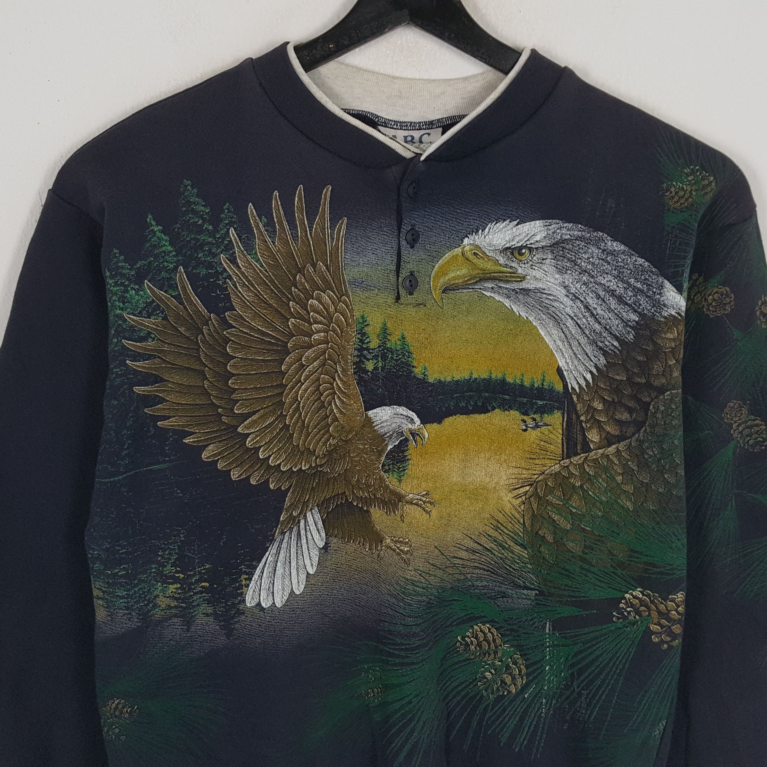 Vintage EAGLE ART Design Style Vintage Sweatshirt Size US M / EU 48-50 / 2 - 2 Thumbnail