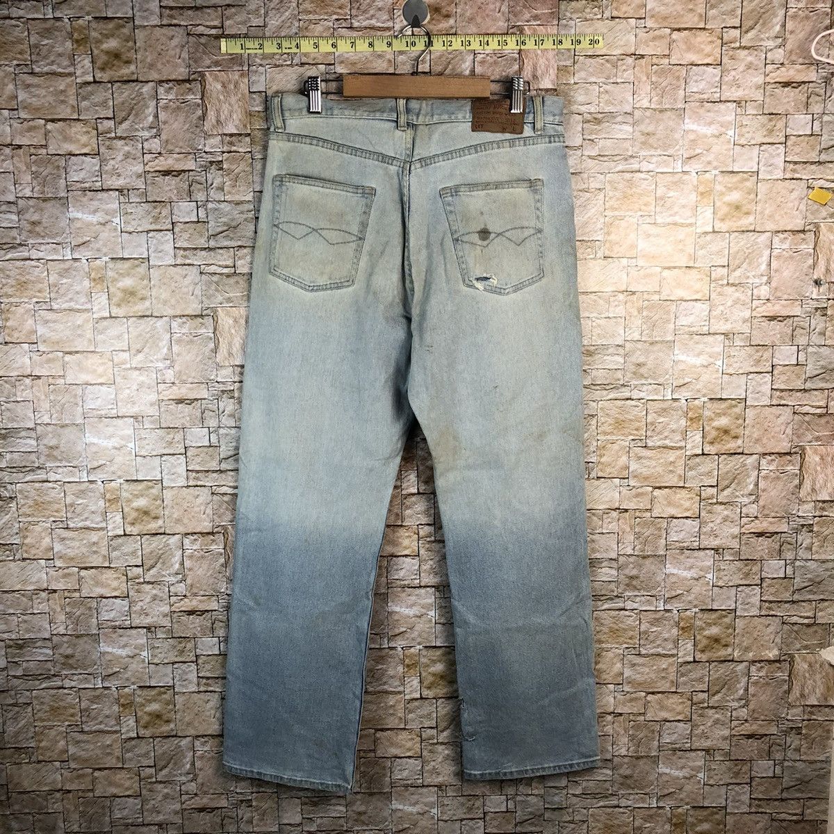 Japanese Brand Style Basic Blue Distressed vintage Denim Pants #A963 Size US 32 / EU 48 - 15 Thumbnail