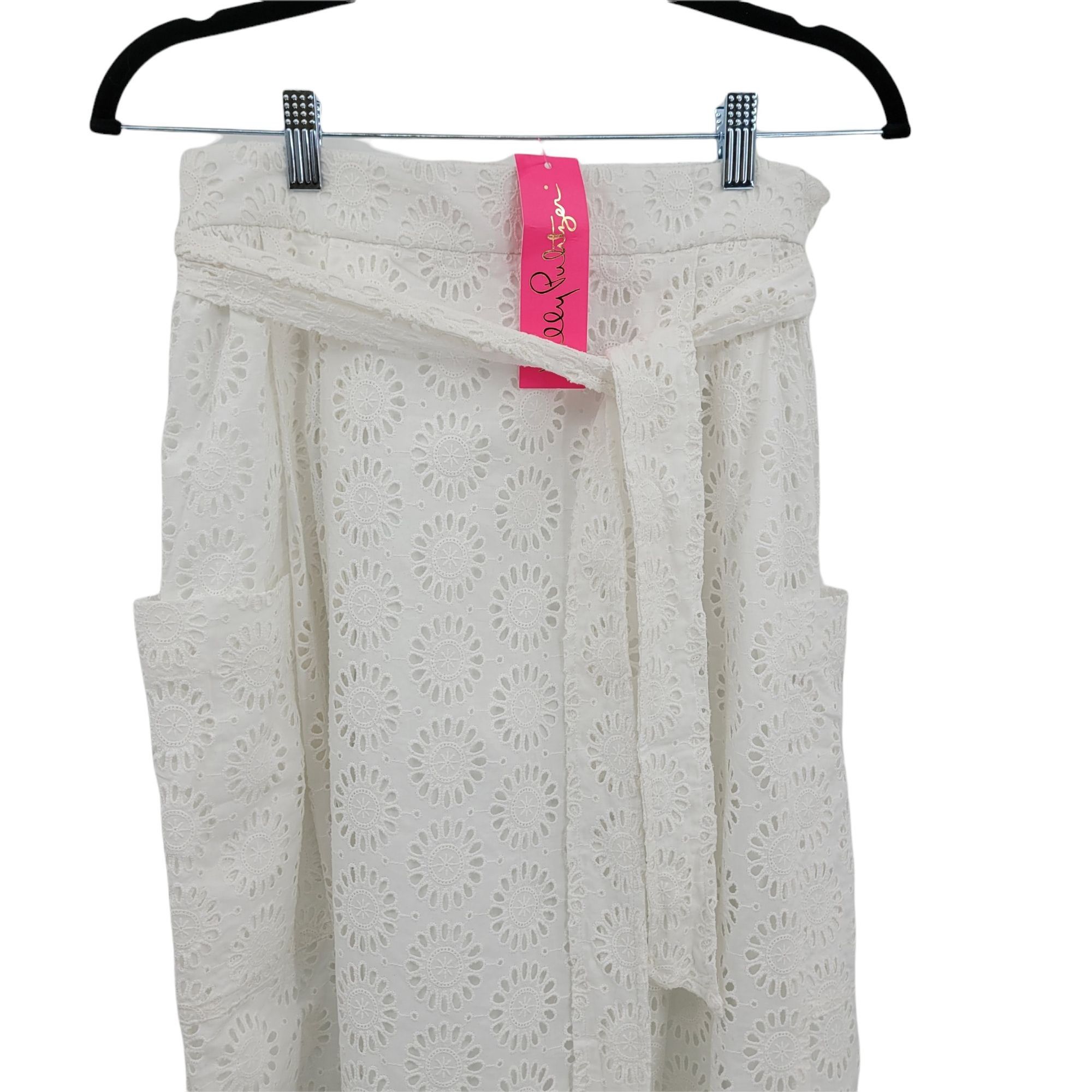 Lilly Pulitzer Lilly Pulitzer Eyelet Lace Midi Skirt Sz 6 White Prairie Pea Size 28" / US 6 / IT 42 - 4 Thumbnail