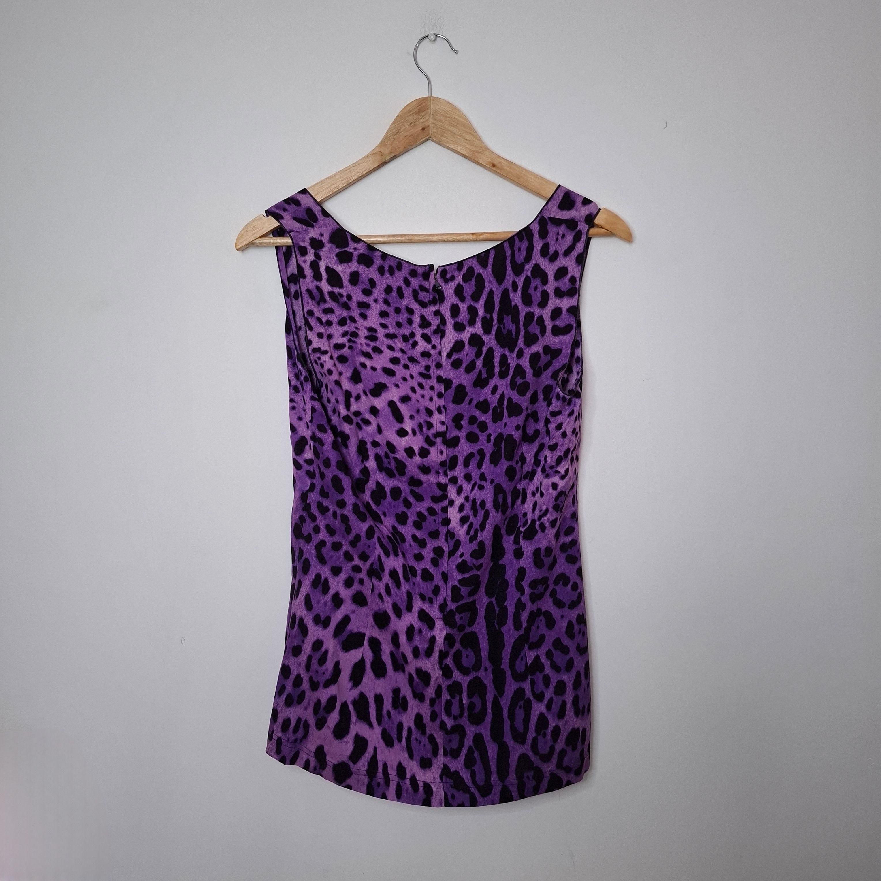 Dolce & Gabbana DOLCE & GABBANA Purple Leopard Print Silk Sleeveless Top Size M / US 6-8 / IT 42-44 - 2 Thumbnail