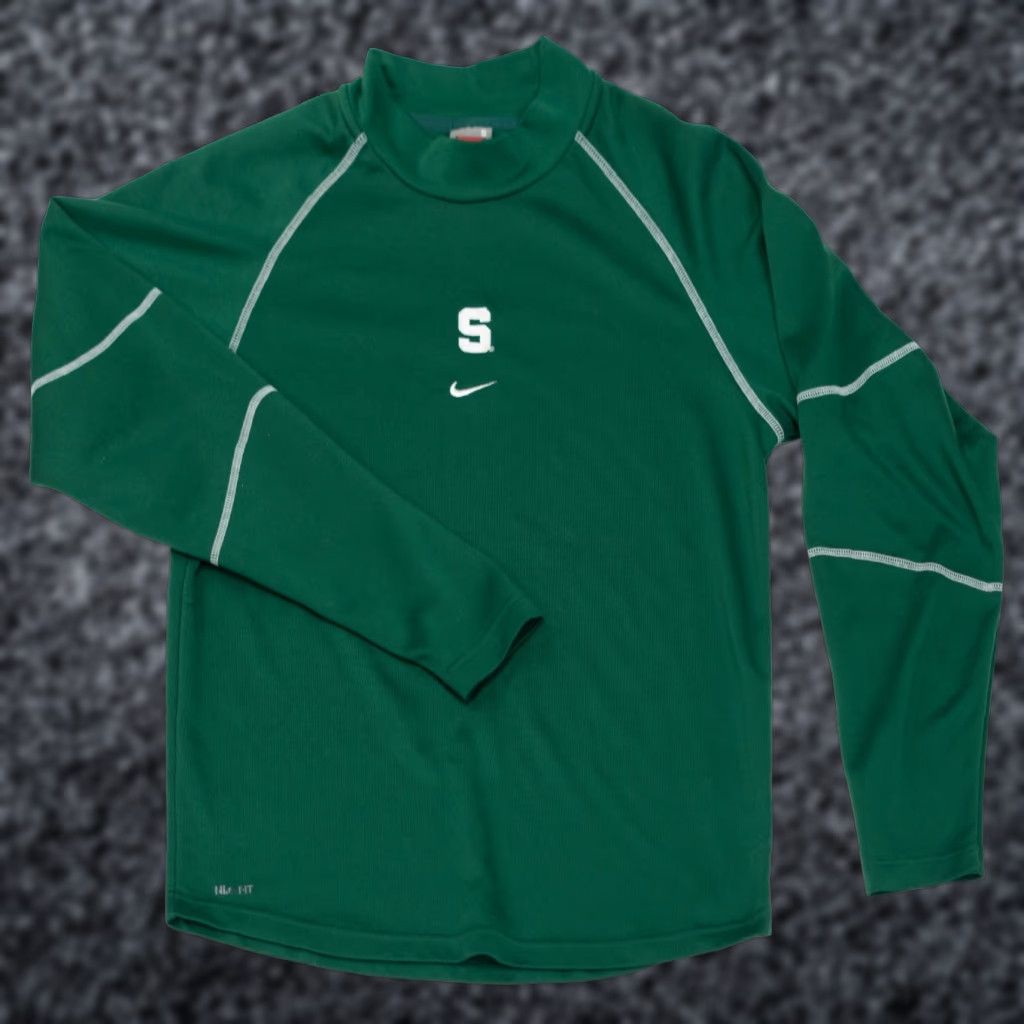 Nike VINTAGE Nike Michigan State Center Swoosh Long Sleeve Shirt Sz S Y2K Mock Neck Shirt Womens? No, Mens. Size US S / EU 44-46 / 1 - 1 Thumbnail