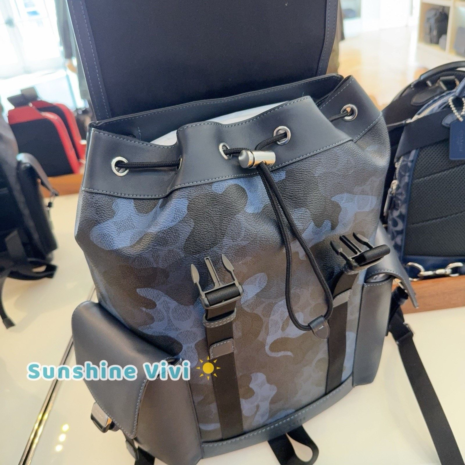 Coach NWT COACH MEN'S Clark Backpack Camo Silver/Blue Multi cdc20 Size ONE SIZE - 6 Thumbnail