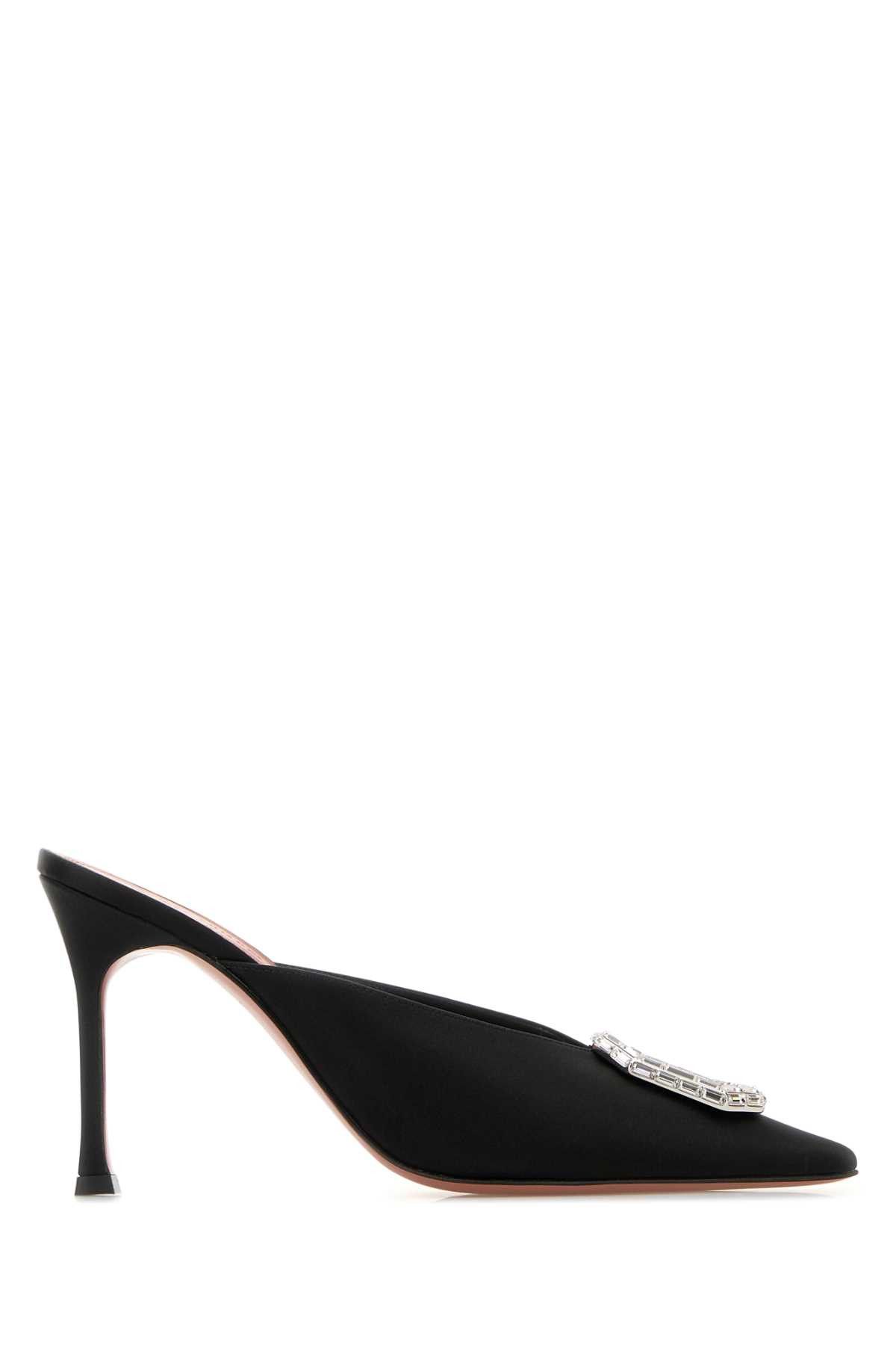 Amina Muaddi Camelia Mule 90 Satin Black White B Size US 7 / IT 37 - 1 Thumbnail