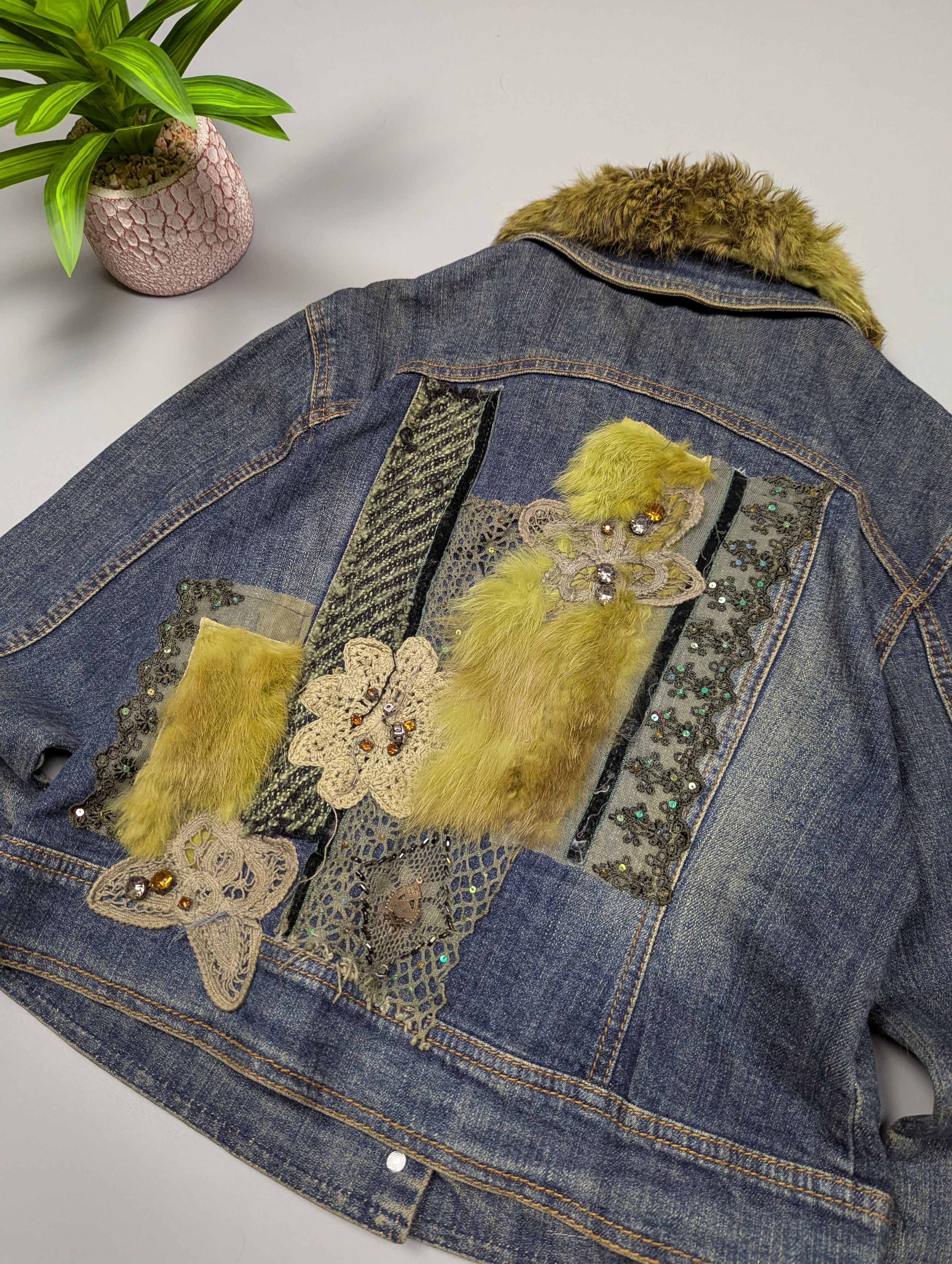 Hysteric Glamour Y2K Boho Denim Jacket S/M Faux Fur Collar Size S / US 4 / IT 40 - 12 Thumbnail