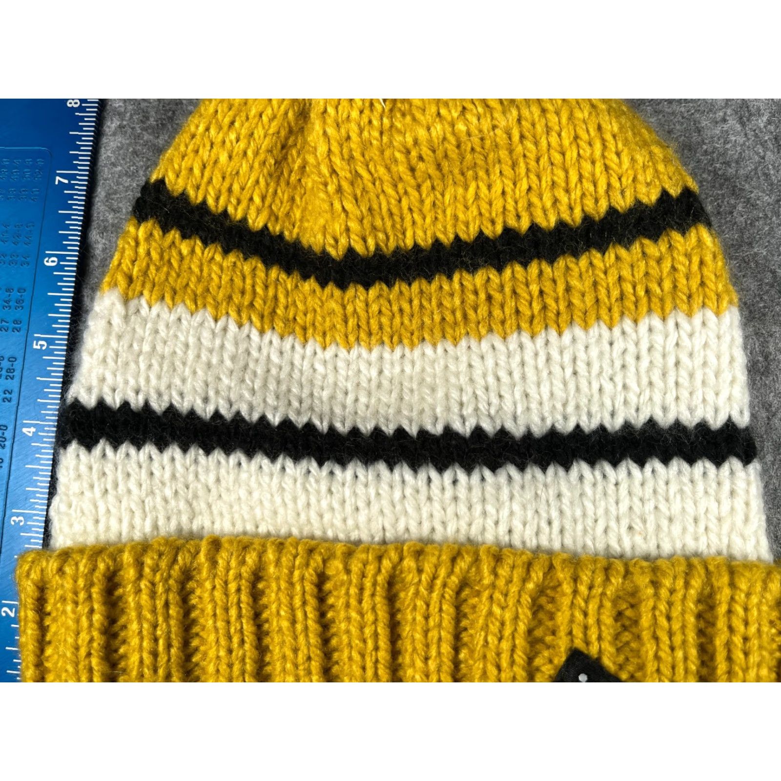 Vintage Known Supply Beanie Toque One Size Adult Yellow White Black Stripe Acrylic NEW Size ONE SIZE - 3 Thumbnail