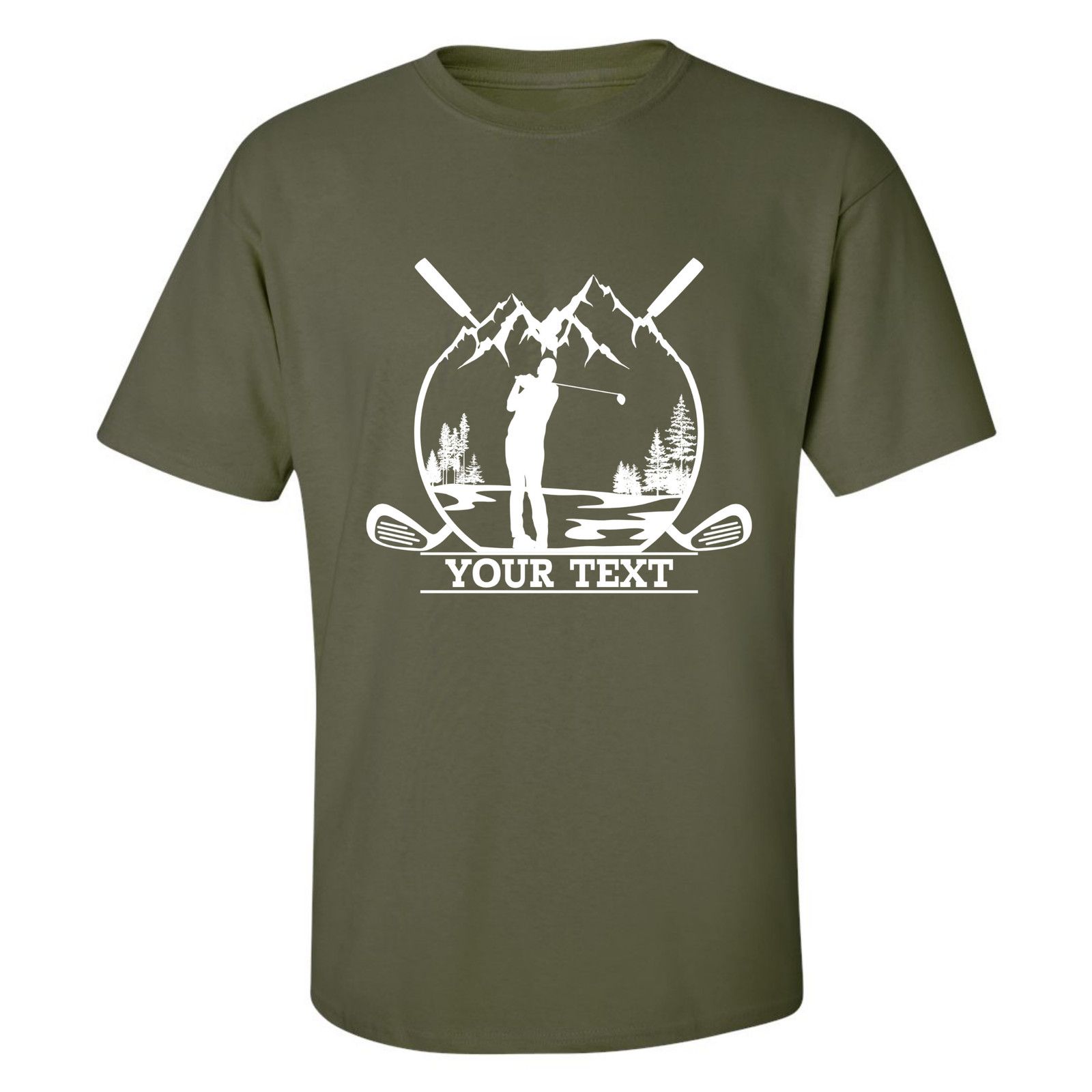 Gildan Personalized Golfer in Nature Scenery Custom Text T-Shirt Size US L / EU 52-54 / 3 - 1 Thumbnail