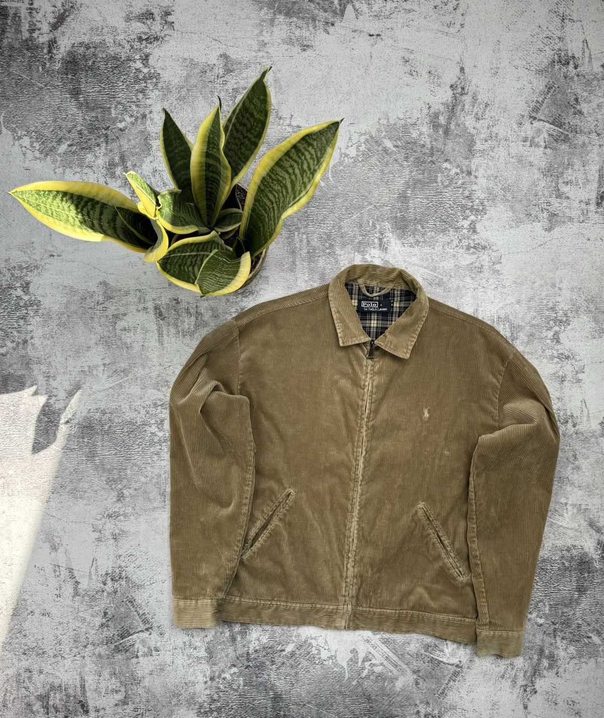 image of Vintage 90's Polo Ralph Laurent Beige Velveteen Light Jacket, Men's (Size Medium)