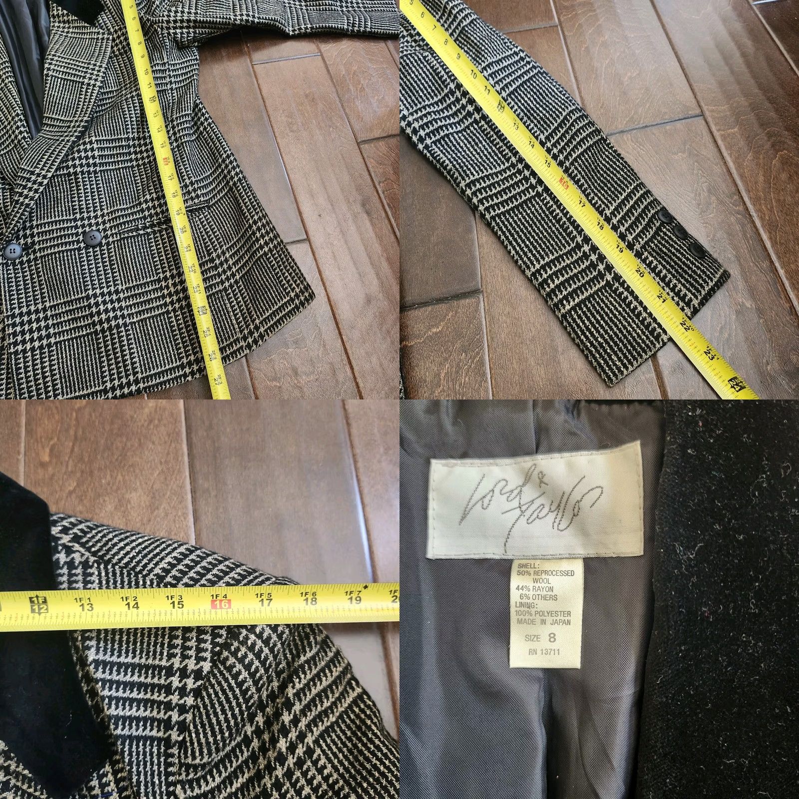 Lord & Taylor Lord & Taylor Women Jacket Multicolor Plaid Velvet Collar Wool 8 Regular Dry Clean Only Button Long Sleeve Women's Jacket Size M / US 6-8 / IT 42-44 - 8 Thumbnail