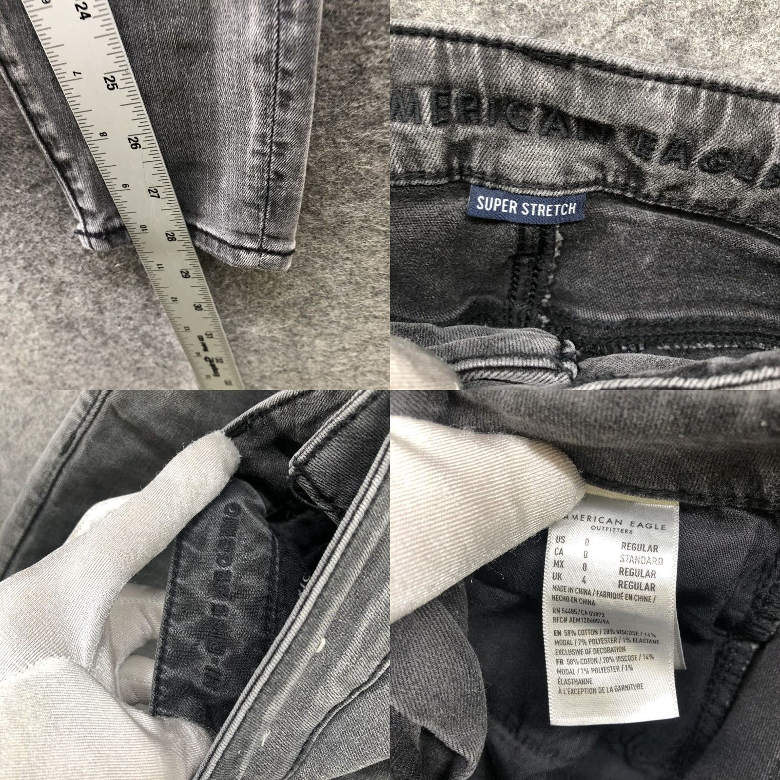 American Eagle Outfitters American Ealge Hi-Rise Jegging Womens Size 0 Ripped Knee Super Stretch Gray Jeans Size 25" / US 0 / IT 36 - 8 Thumbnail