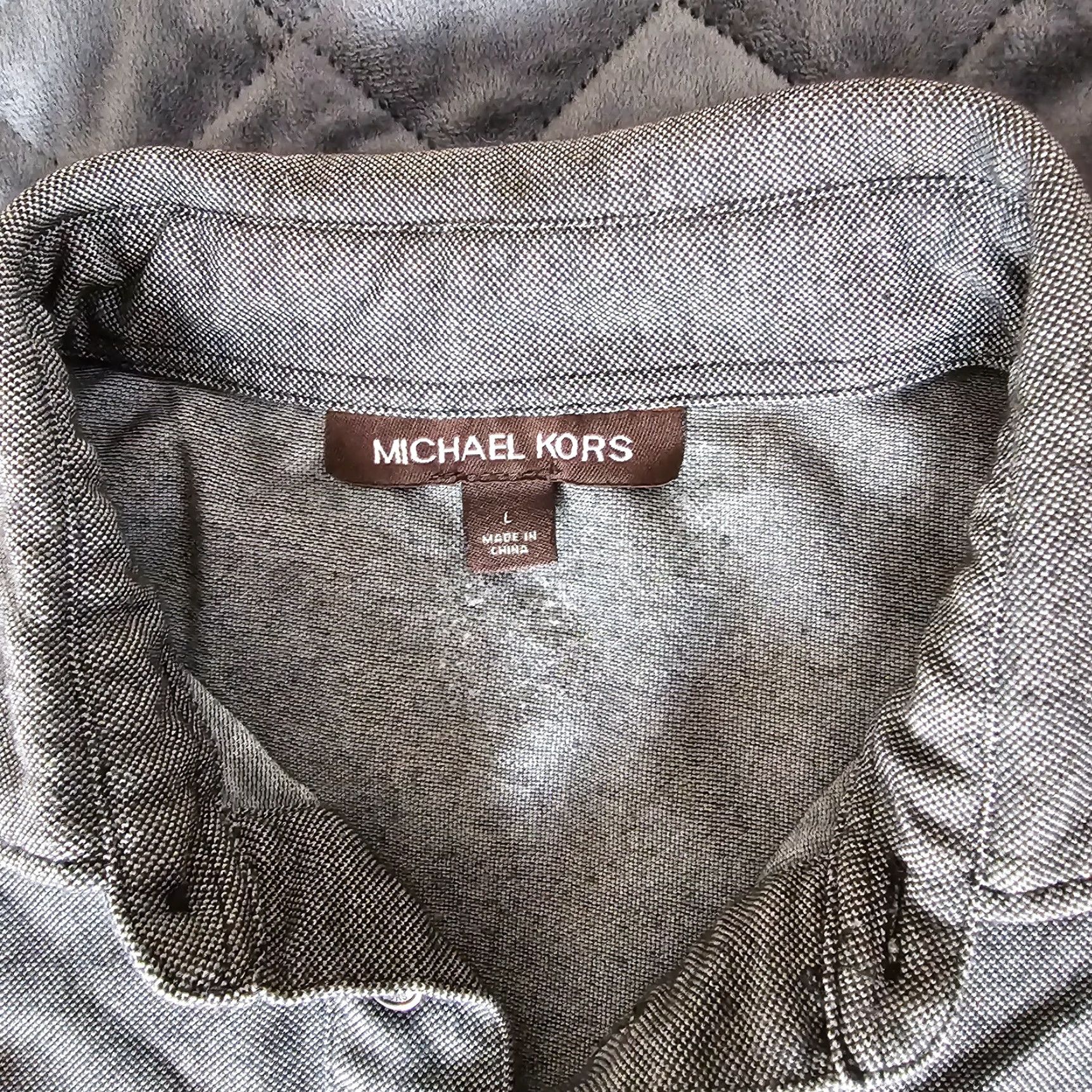Michael Kors MICHAEL KORS Casual Polo Shirt Men L Gray Black Cotton Blend Slim Short Sleeve Collared Band Designer All Seasons Easy Care Lightweight Size US L / EU 52-54 / 3 - 2 Thumbnail