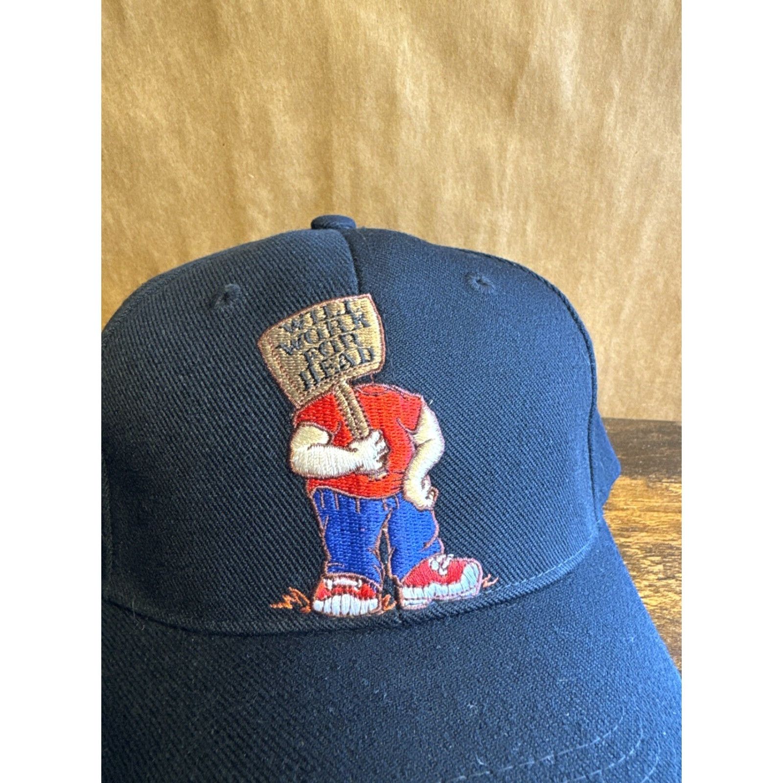 Vintage VINTAGE Y2K Will Work For Head Funny Raunchy Y2K Adjustable Comic Hat Baseball Cap One Size Unisex Adults Blue Men/Women? Size ONE SIZE - 2 Thumbnail