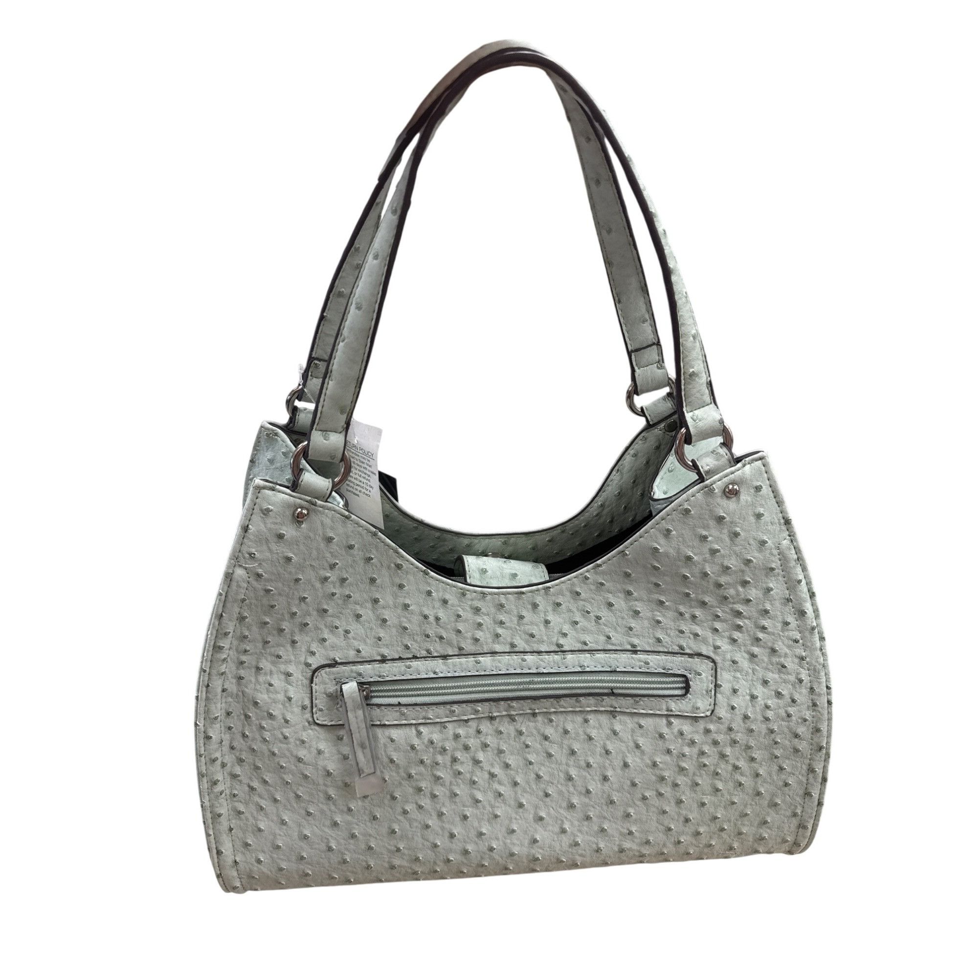 Designer Mondani NY Womens Mint Green Ostrich-Embossed Handbag Purse Size ONE SIZE - 8 Thumbnail