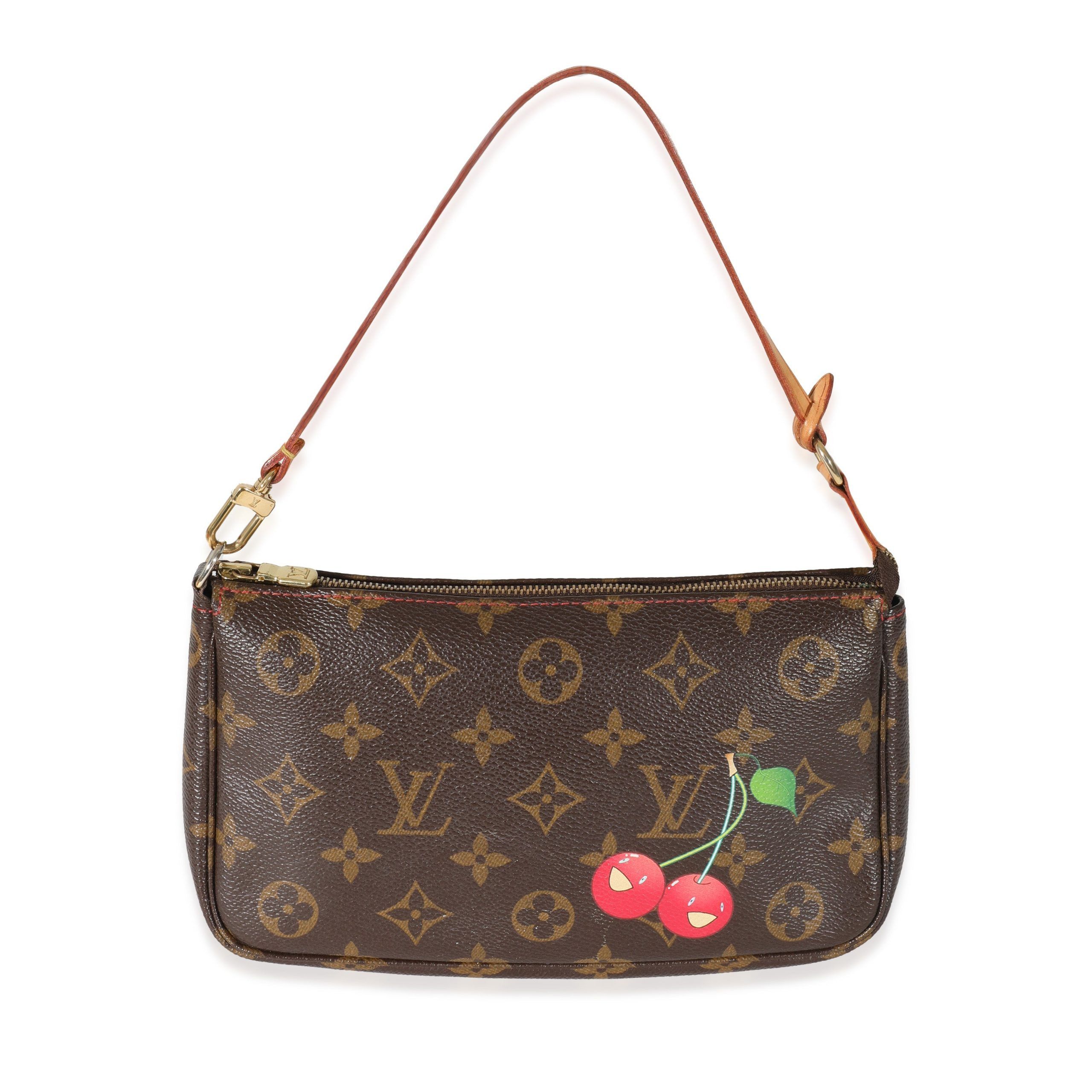 image of Louis Vuitton Monogram Canvas Cerises Pochette Accessories in Brown, Women's