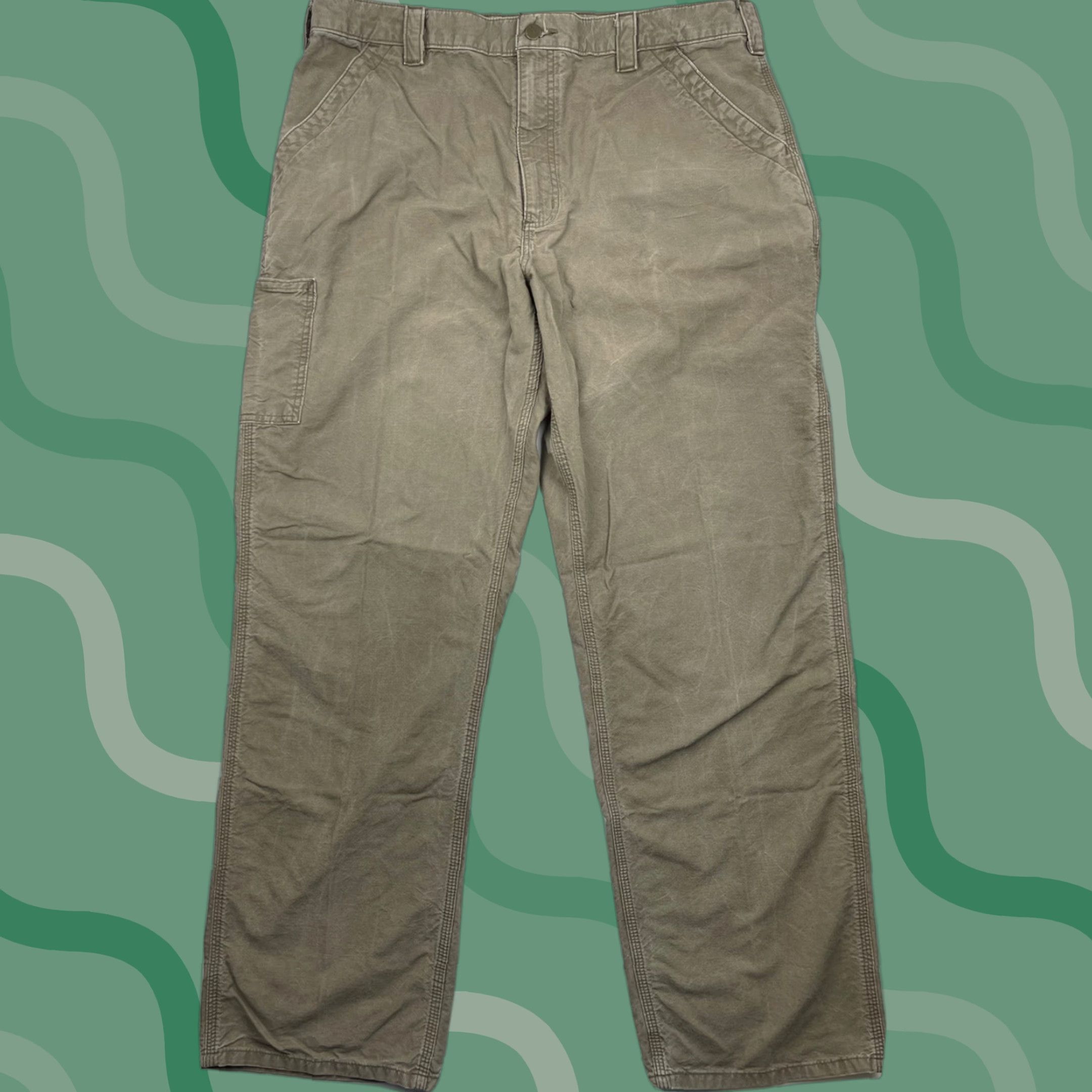 Carhartt VINTAGE Carhartt Pants Canvas Work Dungaree Carpenter 5-Pocket Original Dungaree Fit 38 x 34 Gray 100% Cotton Mens Mens B151 LBR Size US 38 / EU 54 - 1 Thumbnail