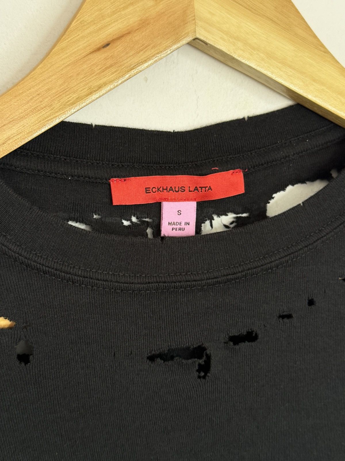 Eckhaus Latta Eckhaus Latta Black Distressed Lapped Baby T-Shirt Size S / US 4 / IT 40 - 6 Thumbnail