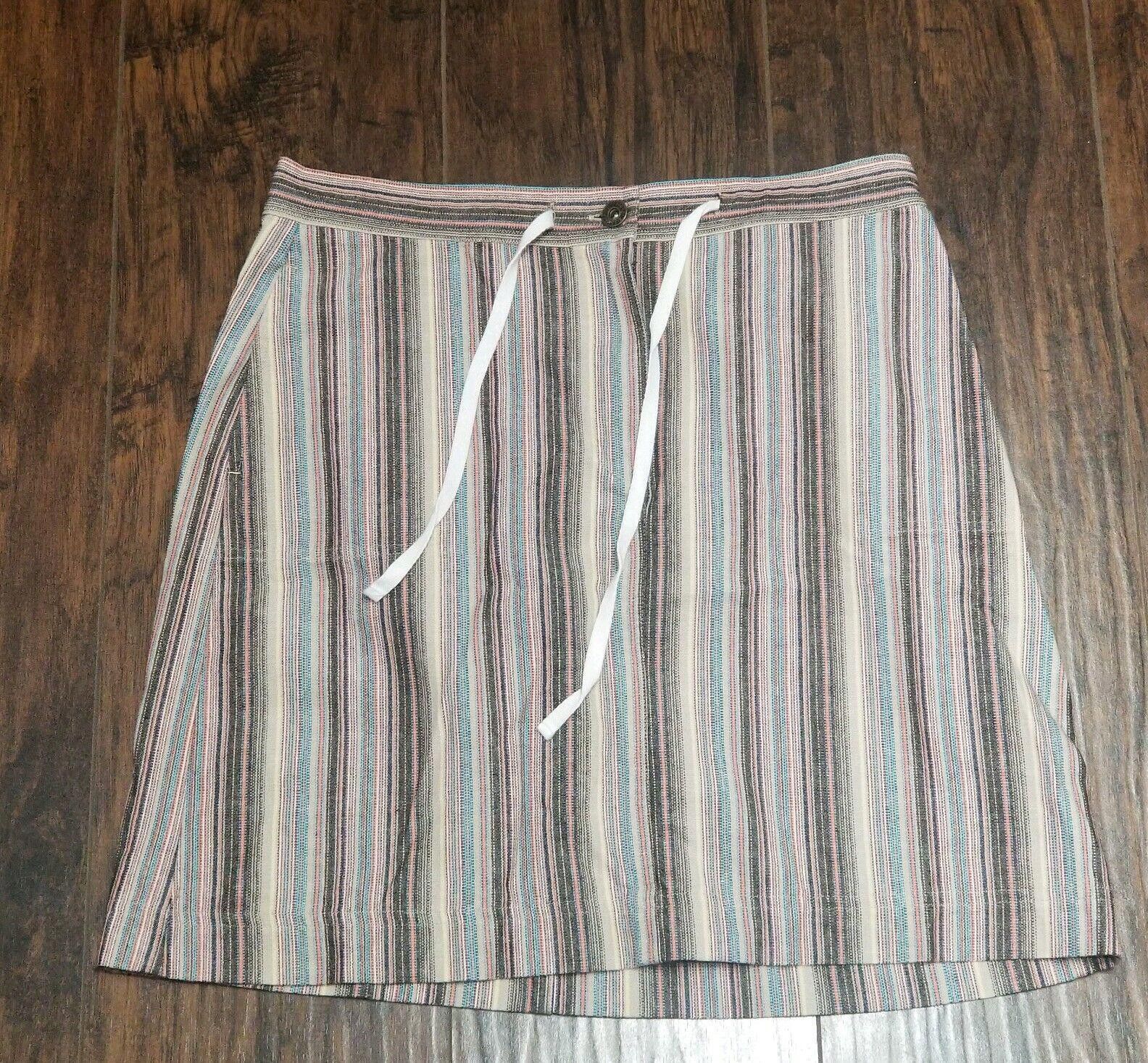 Designer Christopher & Banks Skirt 8 Striped Cotton Drawstring Size 30" / US 8 / IT 44 - 7 Thumbnail