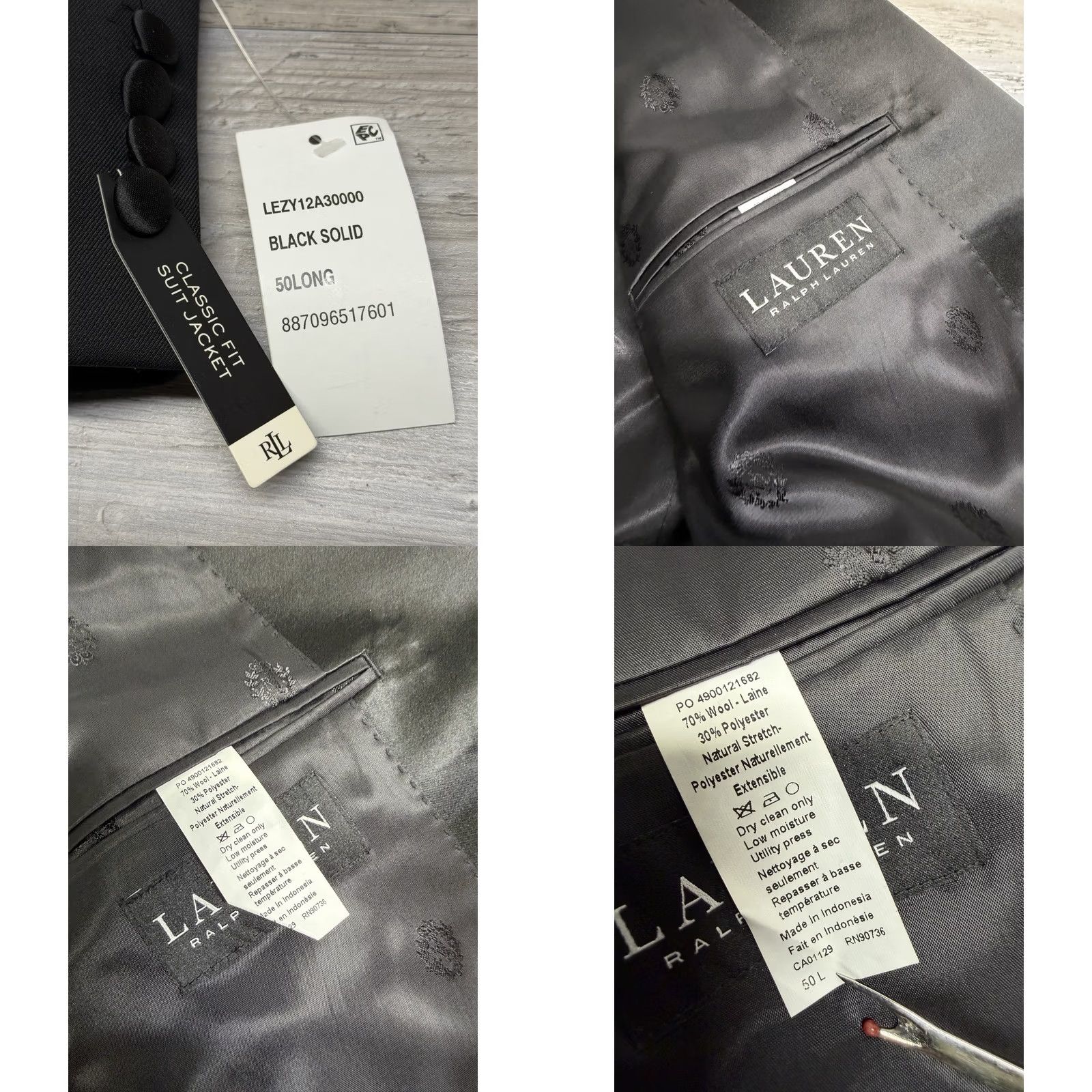 Ralph Lauren Lauren Ralph Lauren Classic Fit Ultraflex NWT Black Stretch Suit Jacket 50 Long Size 50R - 8 Thumbnail