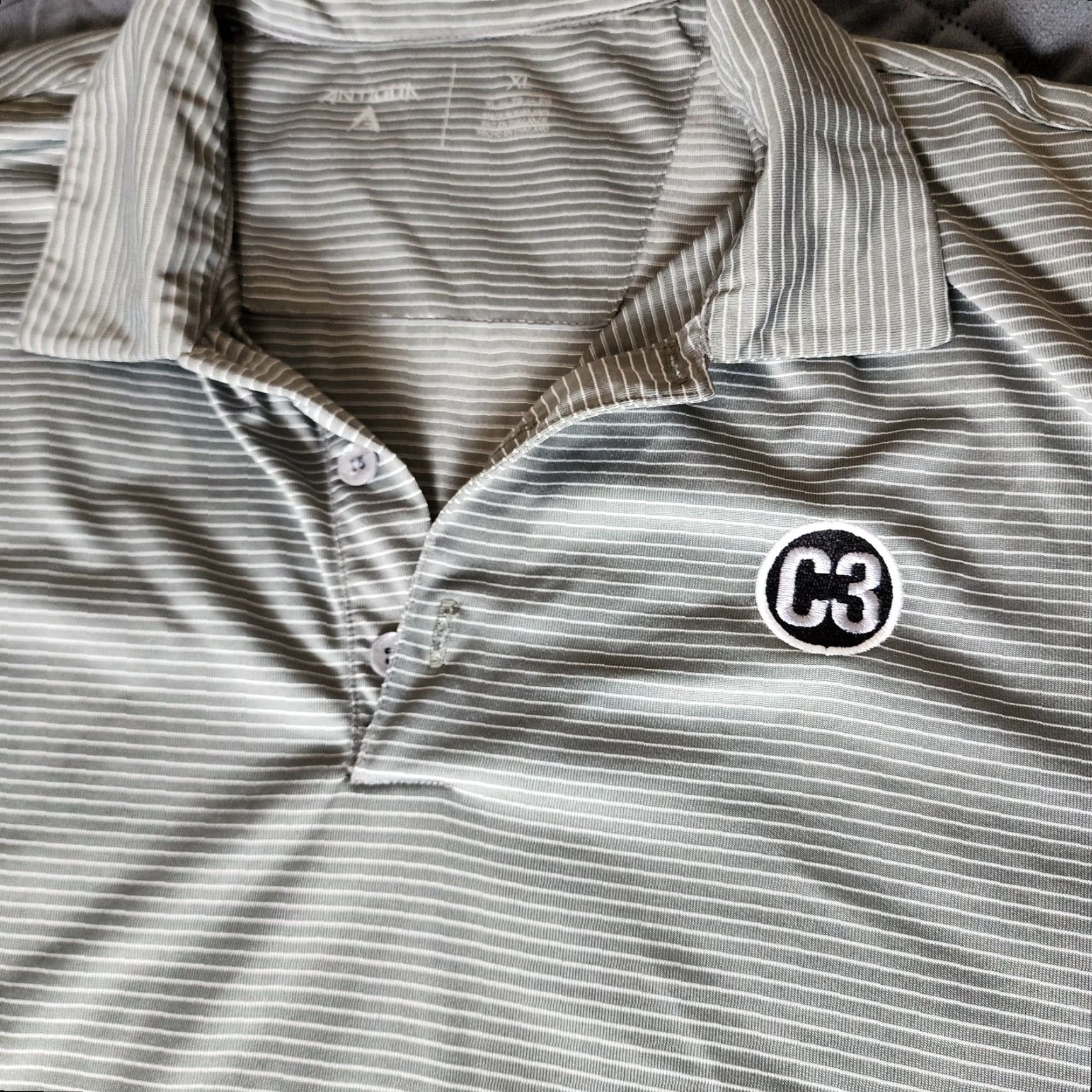 Vintage Antigua Polo Shirt Mens XL Gray Stripe C3 Logo Golf Lightweight Stretch Size US XL / EU 56 / 4 - 3 Thumbnail