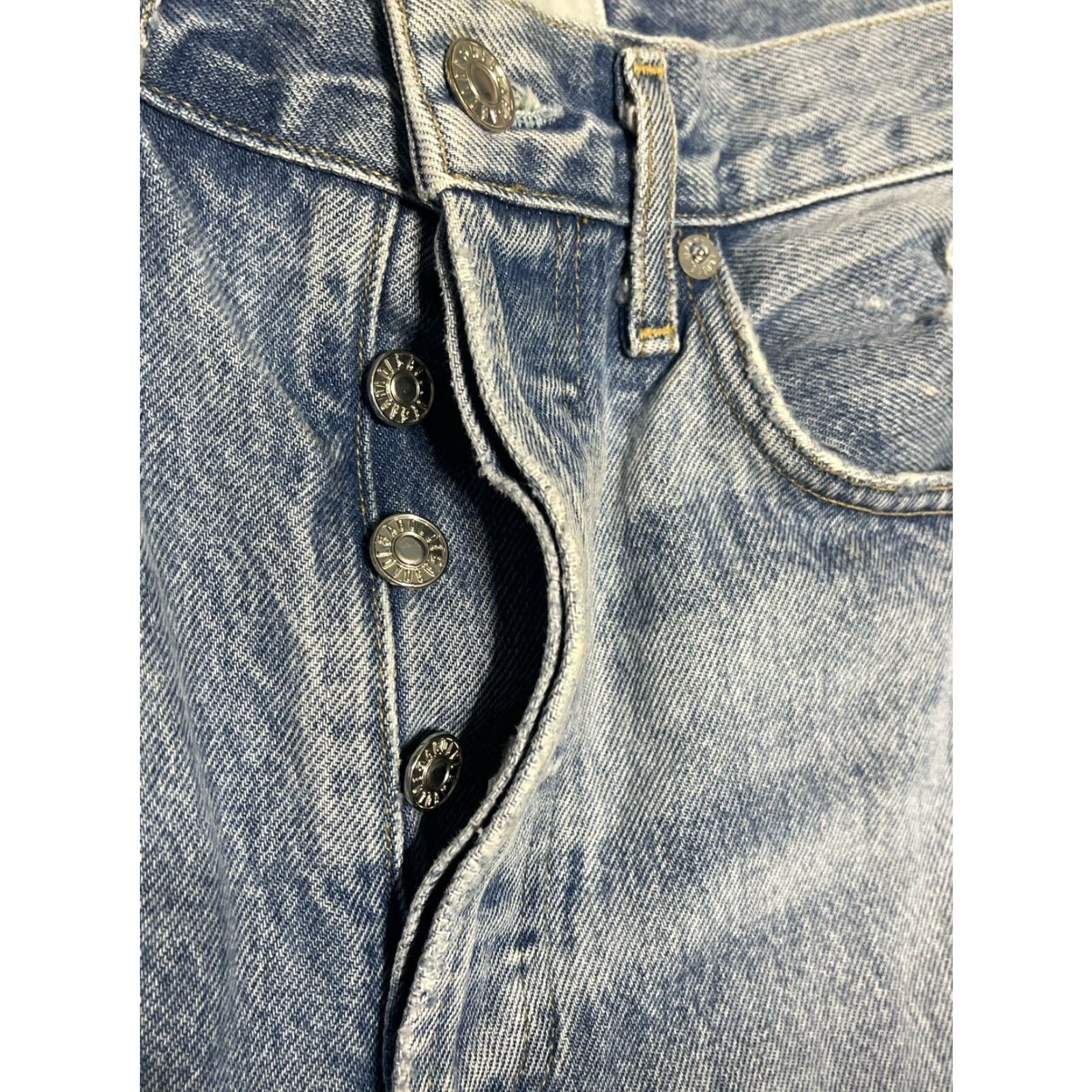Agolde VINTAGE Agolde Jeans 90s Distressed Button Fly Women’s 26 28 Light Blue Frayed Organic Cotton Denim Jeans Boy Size 26" / US 2 / IT 38 - 2 Thumbnail