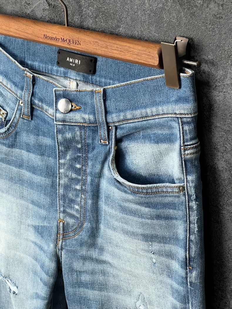 Amiri Amiri Leather label logo distressed jeans Size US 29 - 4 Thumbnail