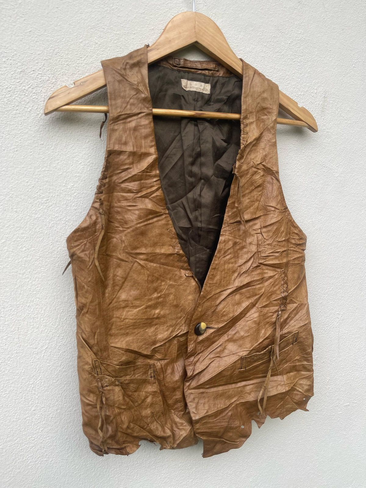 If Six Was Nine × Japanese Brand × Le Grande Bleu (L.G.B.) GOA Deconstructed Leather Vest Jacket Size US M / EU 48-50 / 2 - 2 Thumbnail