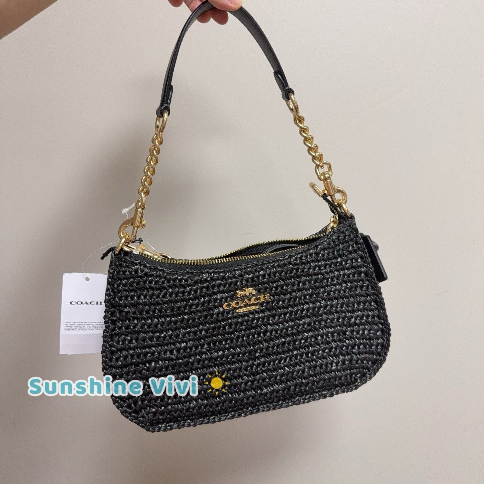 Coach NWT Coach Teri Shoulder Bag Crossbody CBI17 Straw Gold/Black Size ONE SIZE - 1 Thumbnail