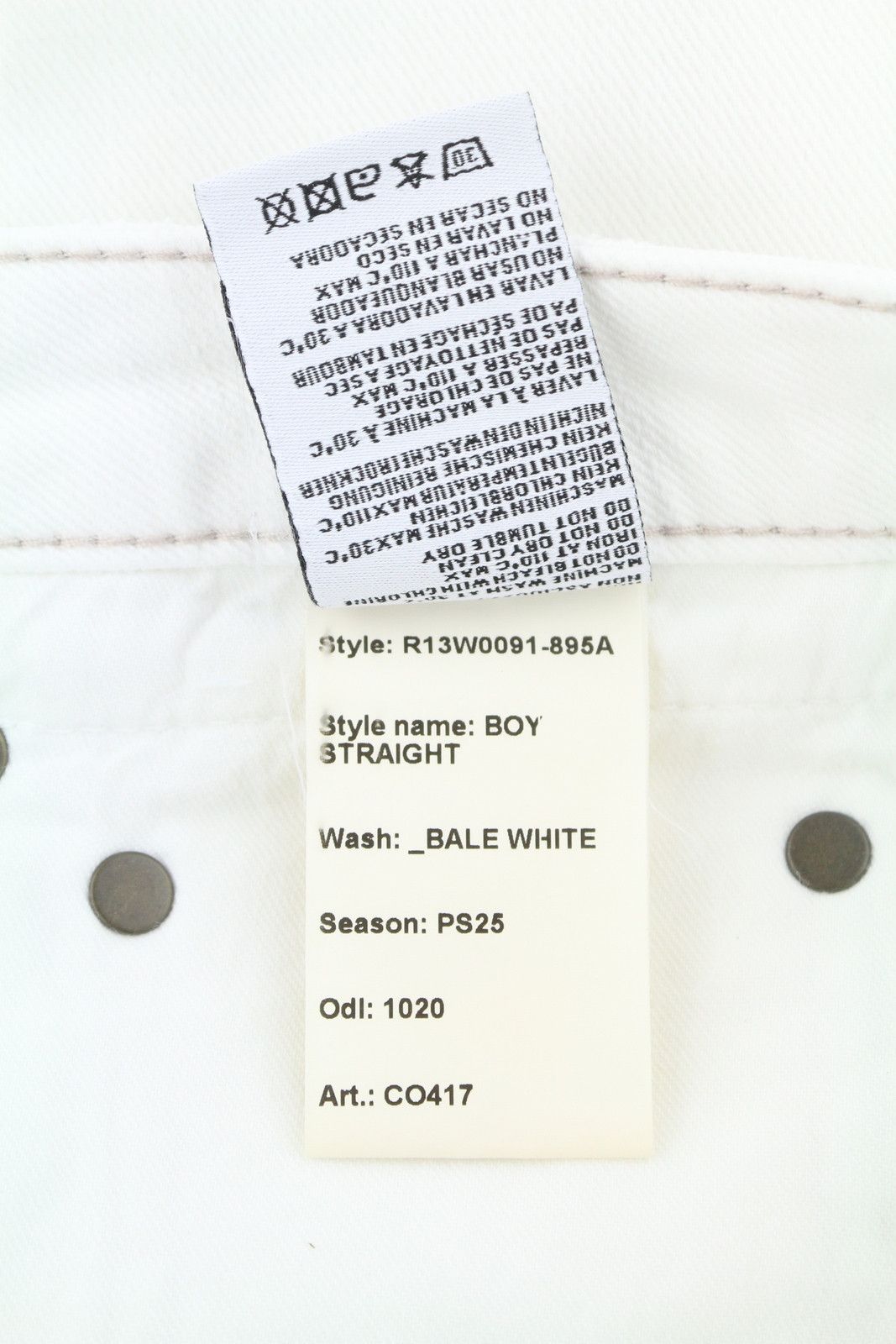 R13 BOY STRAIGHT 25 Bale White Cropped Ankle Zip Jeans 87160 Size 25" / US 0 / IT 36 - 10 Thumbnail