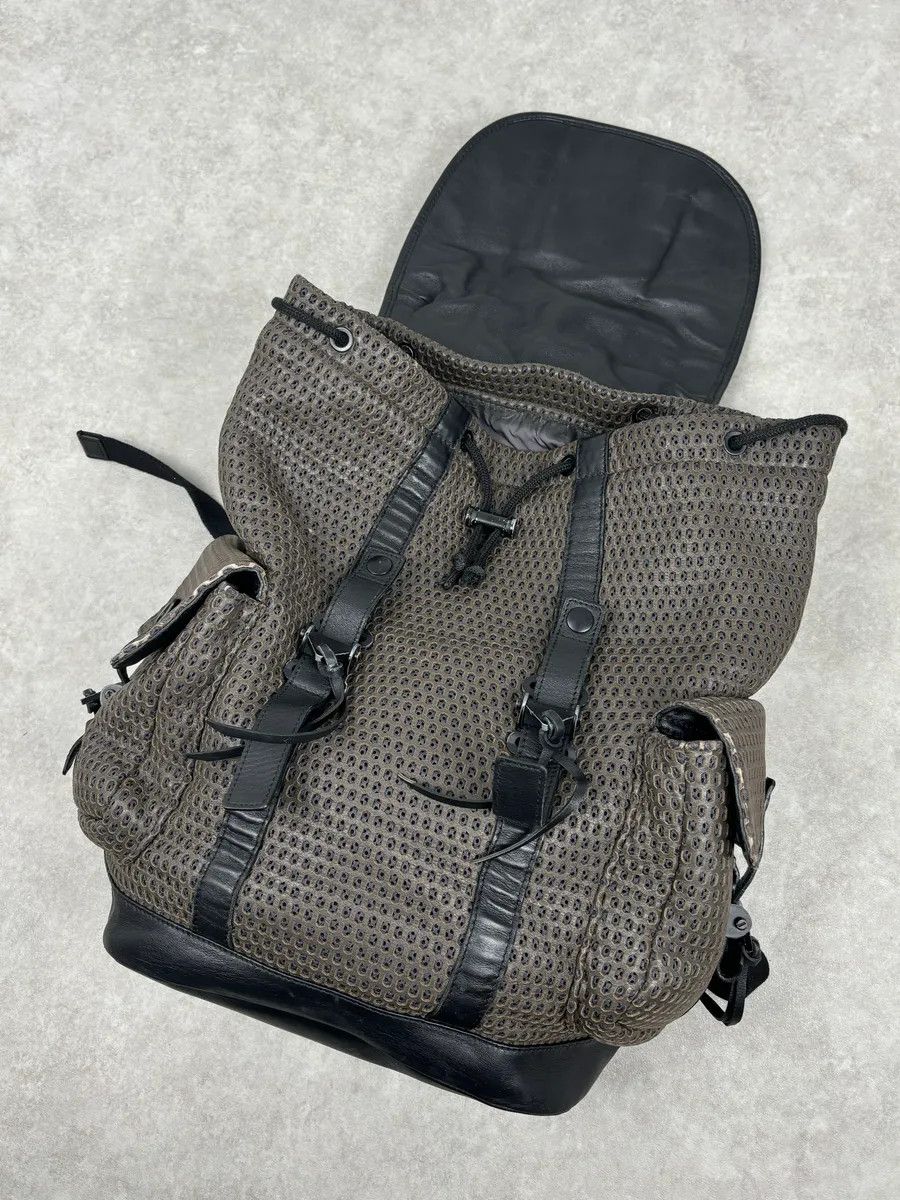 Emporio Armani FW2013 Emporio Armani Taupe Grey Perfored Leather Multi-Pocket Backpack Size ONE SIZE - 13 Thumbnail