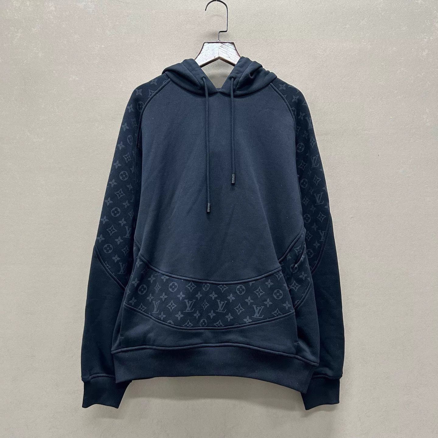 Louis Vuitton Black Patterned Hoodie with Drawstring Size US XS / EU 42 / 0 - 1 Thumbnail