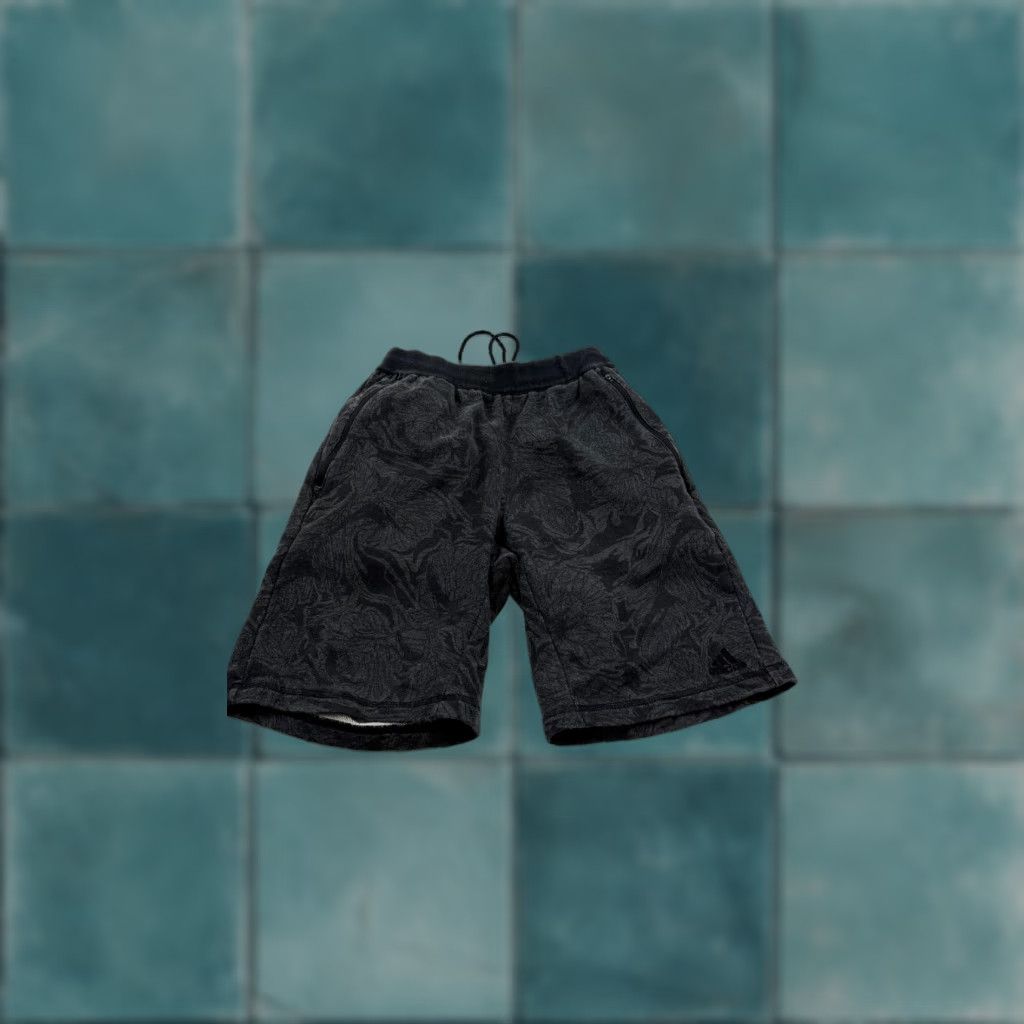Adidas Adidas Shorts Mens Medium Black Gray Floral Pattern Drawstring Athletic Gym Size US 31 - 1 Thumbnail