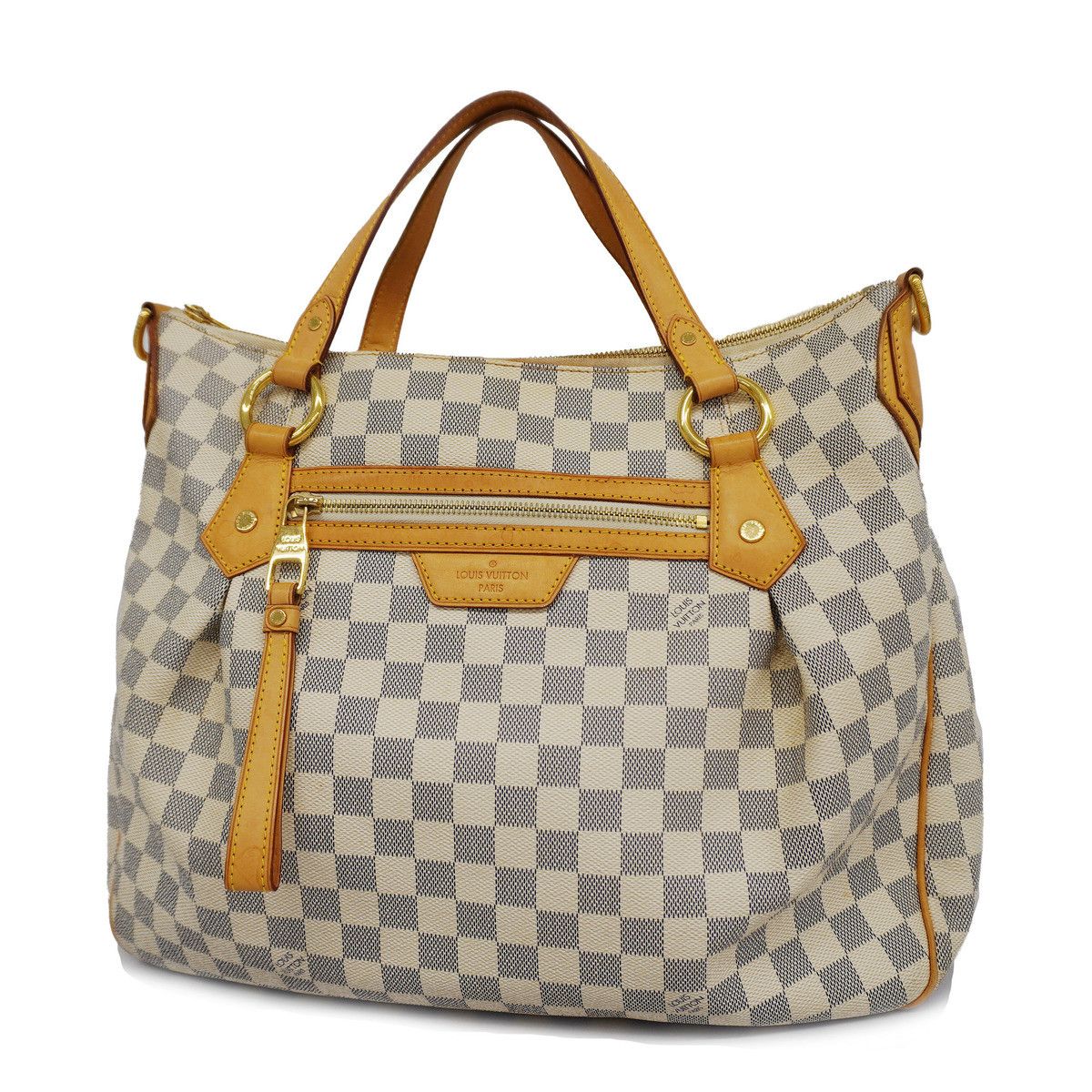 image of Louis Vuitton Tote Bag Damier Azur Evora Mm Beige in White, Women's