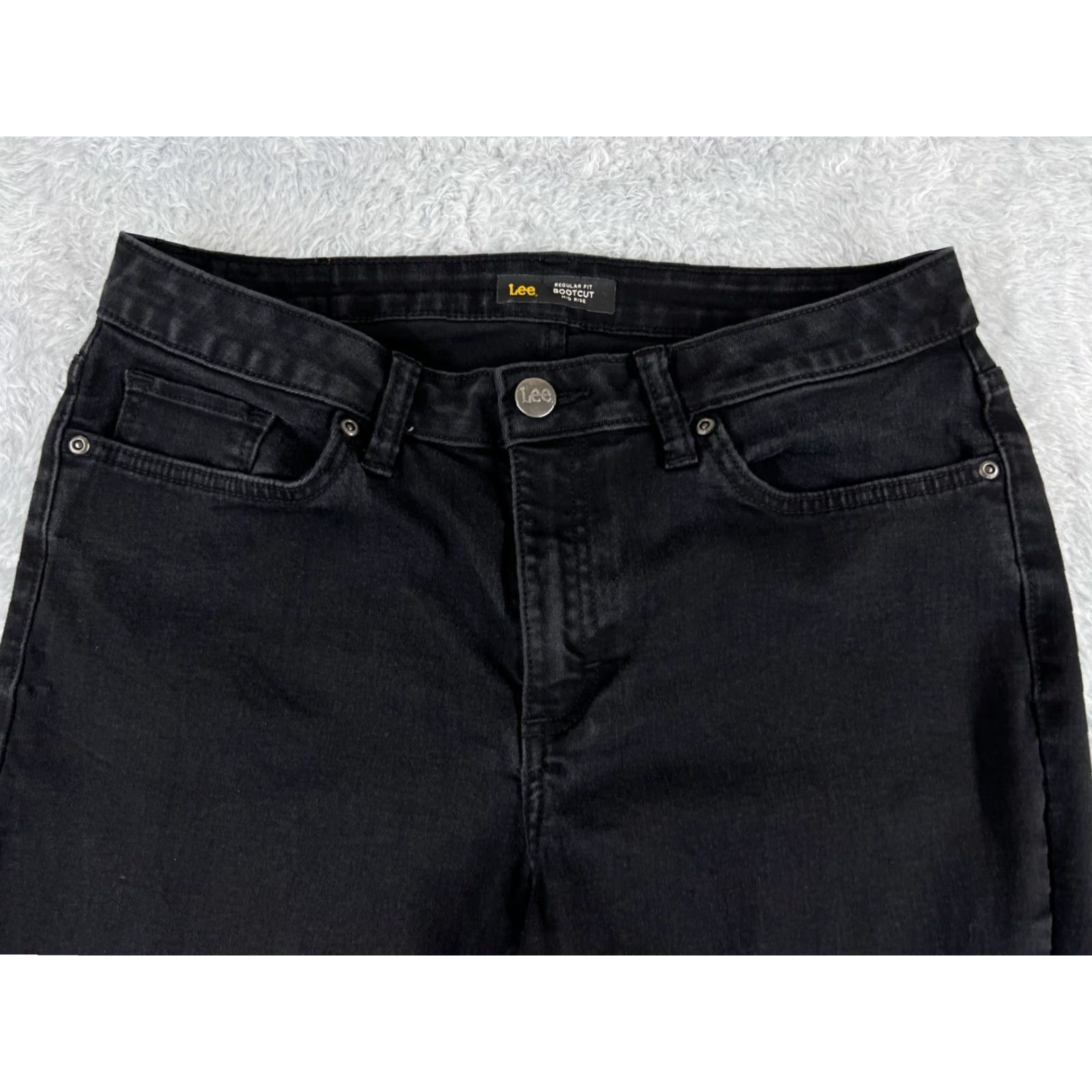 Lee Lee Jeans Women Bootcut 10 Black Denim Regular Cotton 30x30 Distressed Zip 5-Pocket Southwestern Cowboy Designer Lee Size 32" / US 10 / IT 46 - 4 Thumbnail