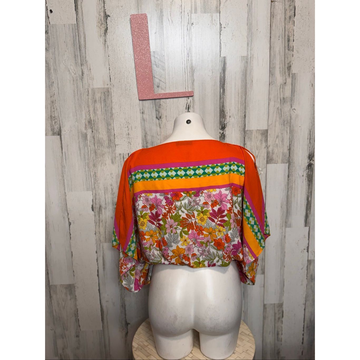 Other Floral & Ivy Bright Retro Floral Top | Orange Multicolor Balloon Sleeve Blouse – Size Large Size L / US 10 / IT 46 - 7 Thumbnail